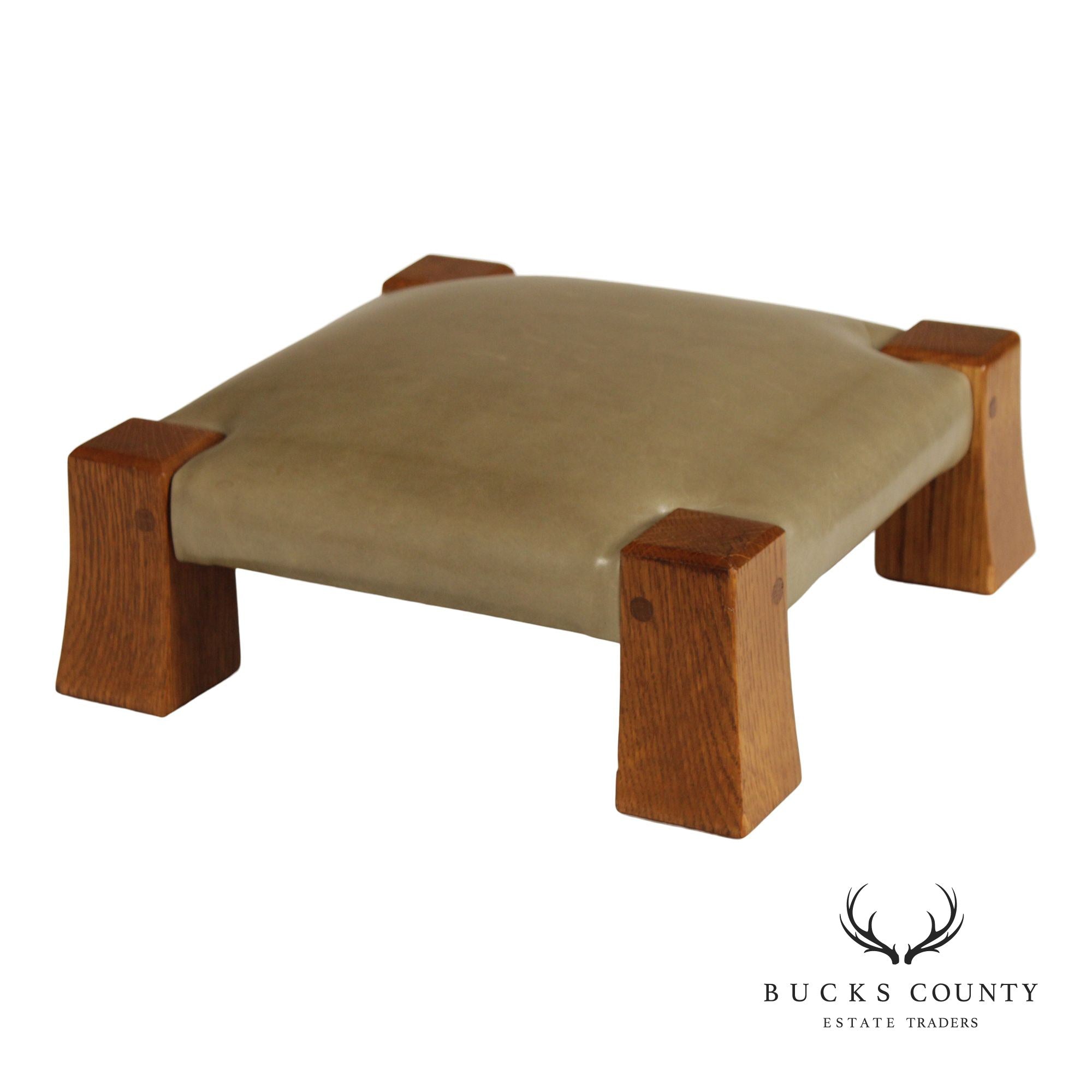 Stickley Mission Collection Oak and Leather Monk Footstool