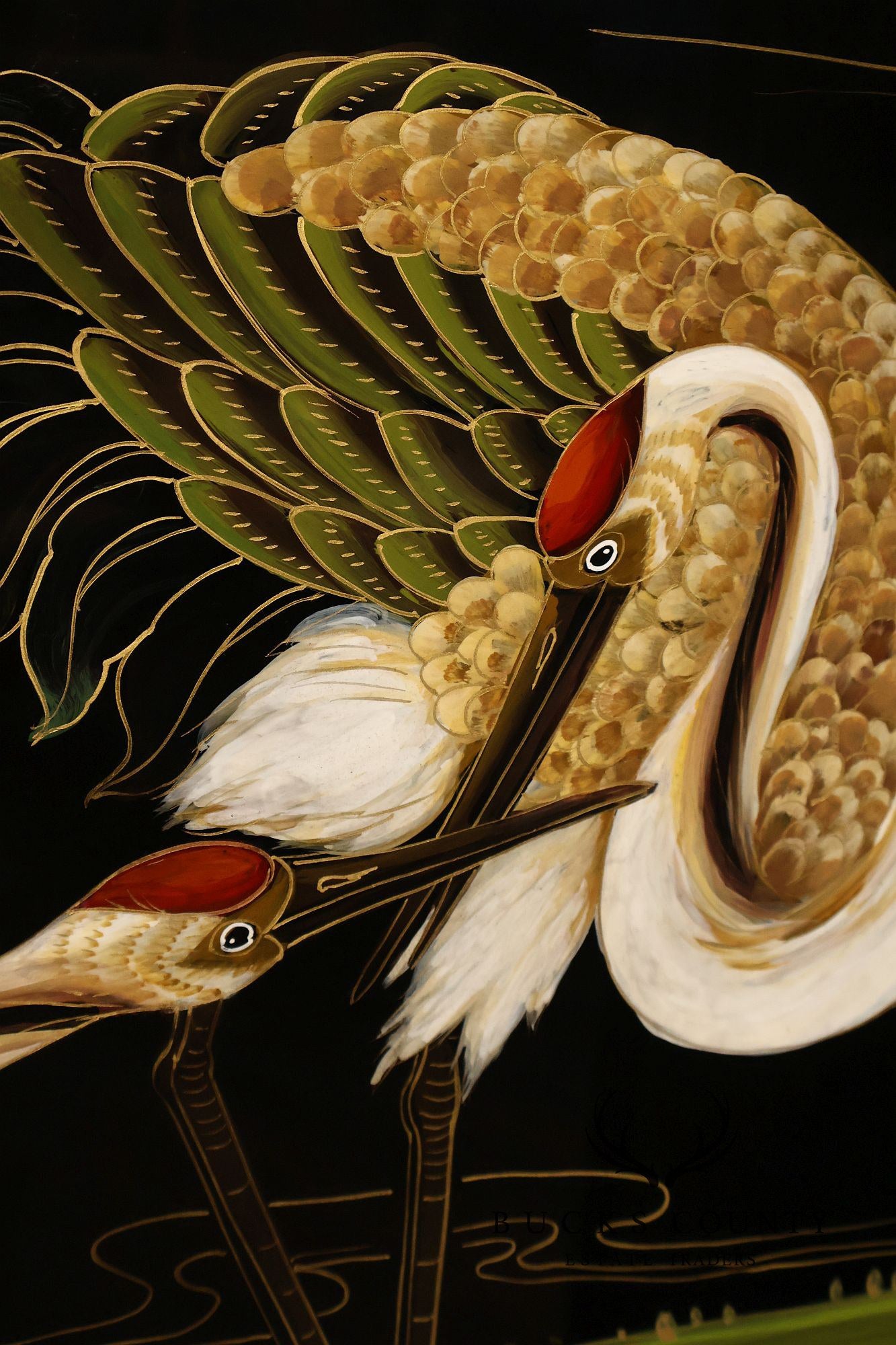 Japanese Style Hand Painted Lacquered Six-Panel Room Divider