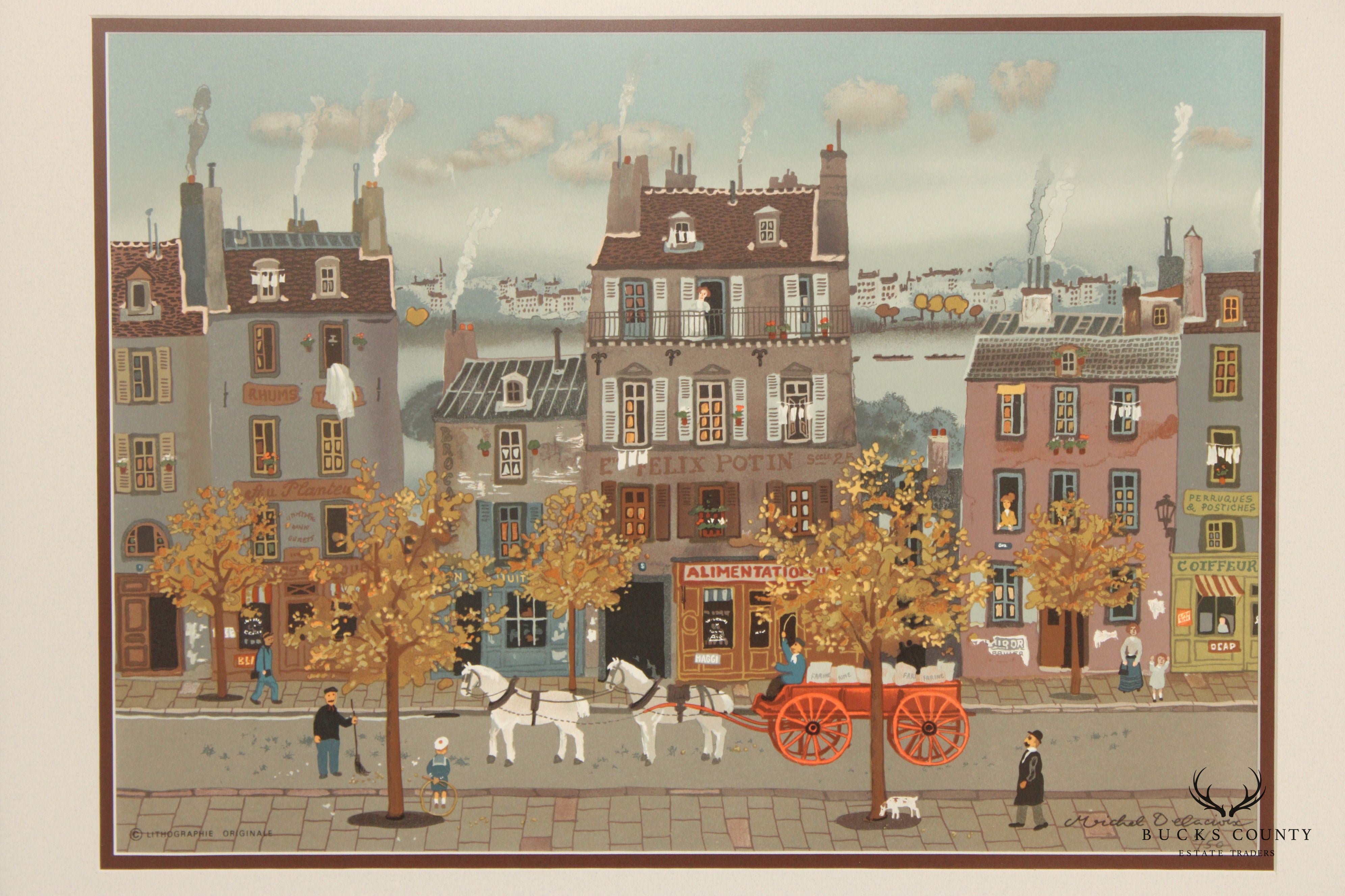 Michel Delacroix 'Marchand de Farine' Framed Numbered Lithograph