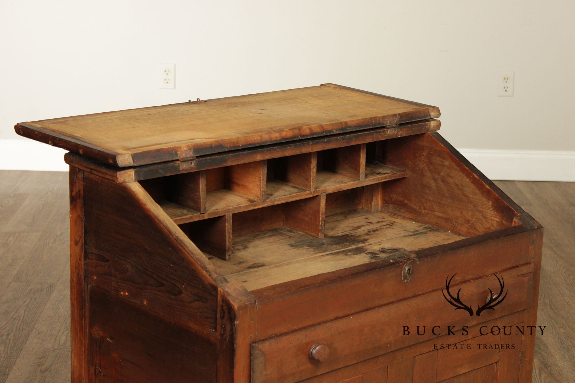 Antique Country Pine Slant Front Schoolmaster’s Desk