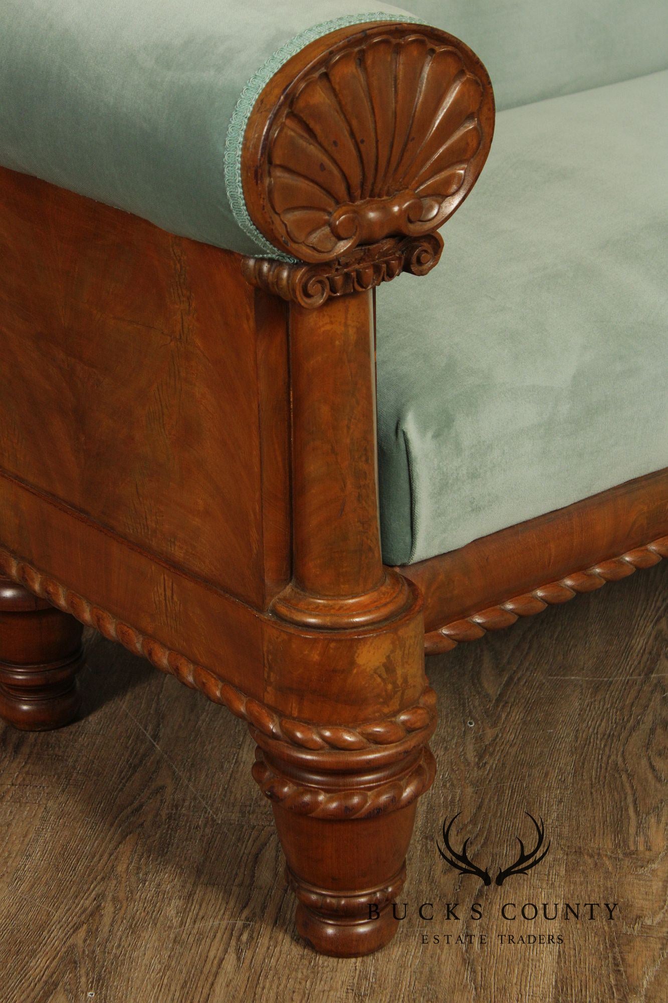 Antique American Empire Carved Mahogany Sofa