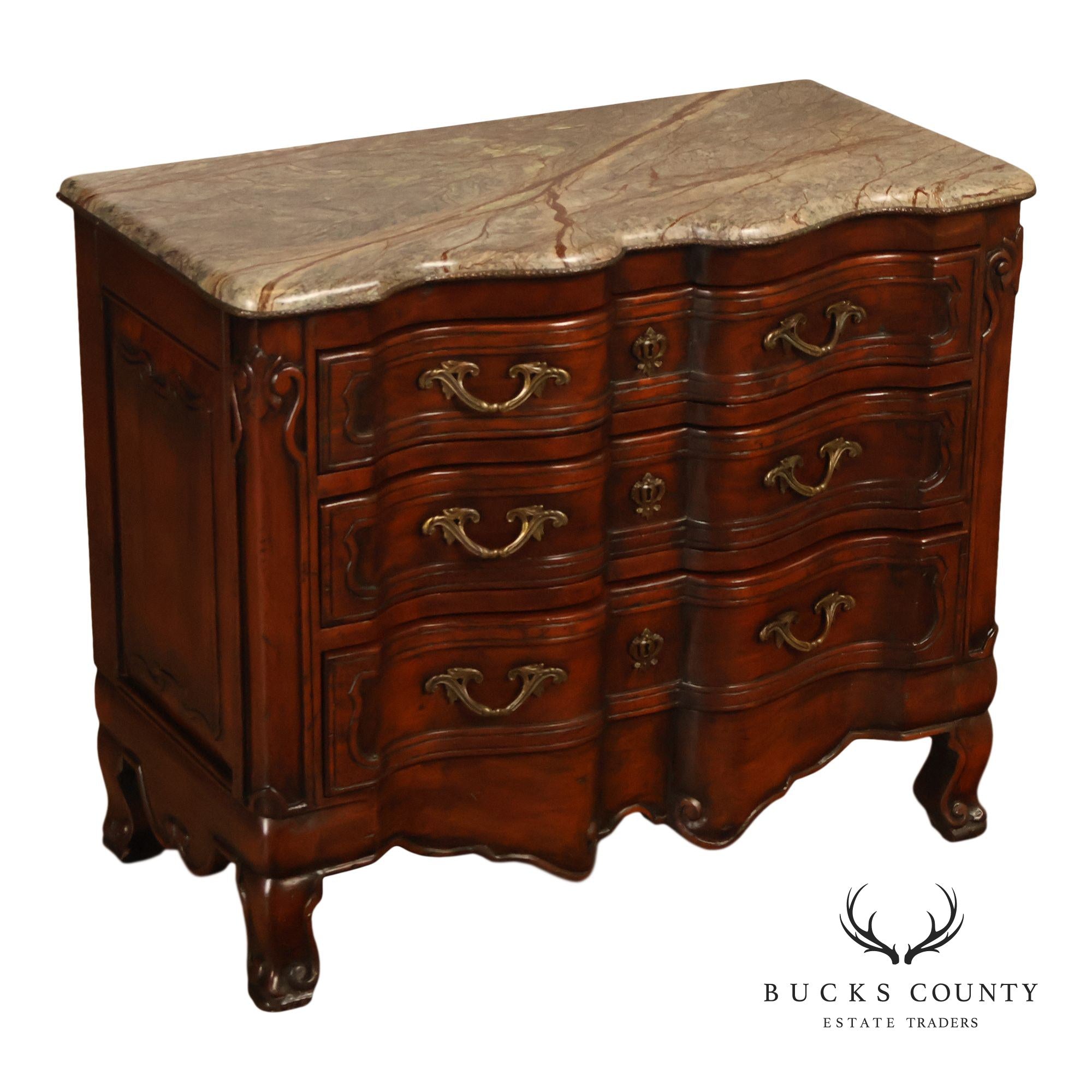French Provincial Style Marble Top Chest of Drawers