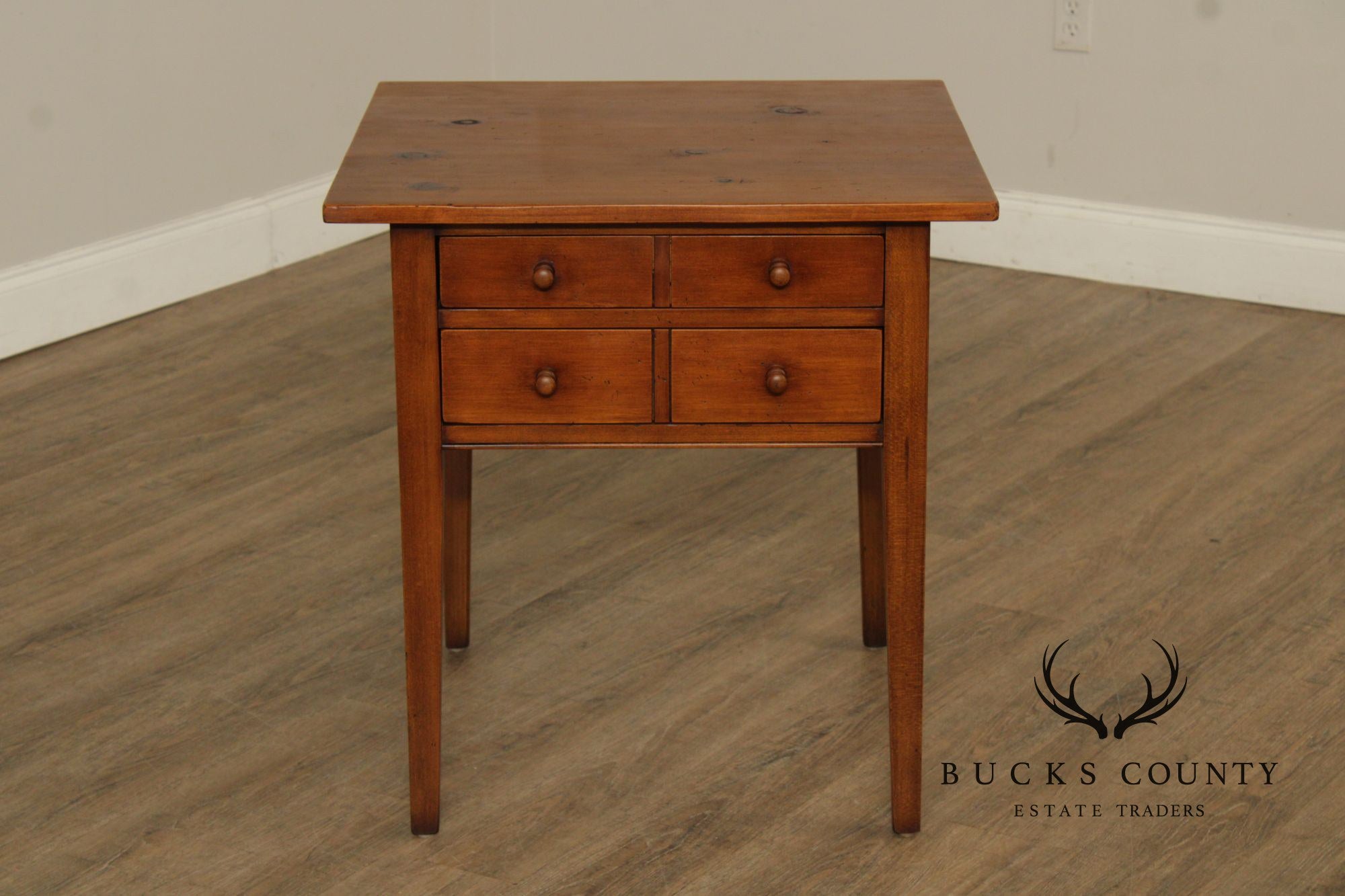 William Draper Custom Pair Of Pine Two Drawer Side Tables