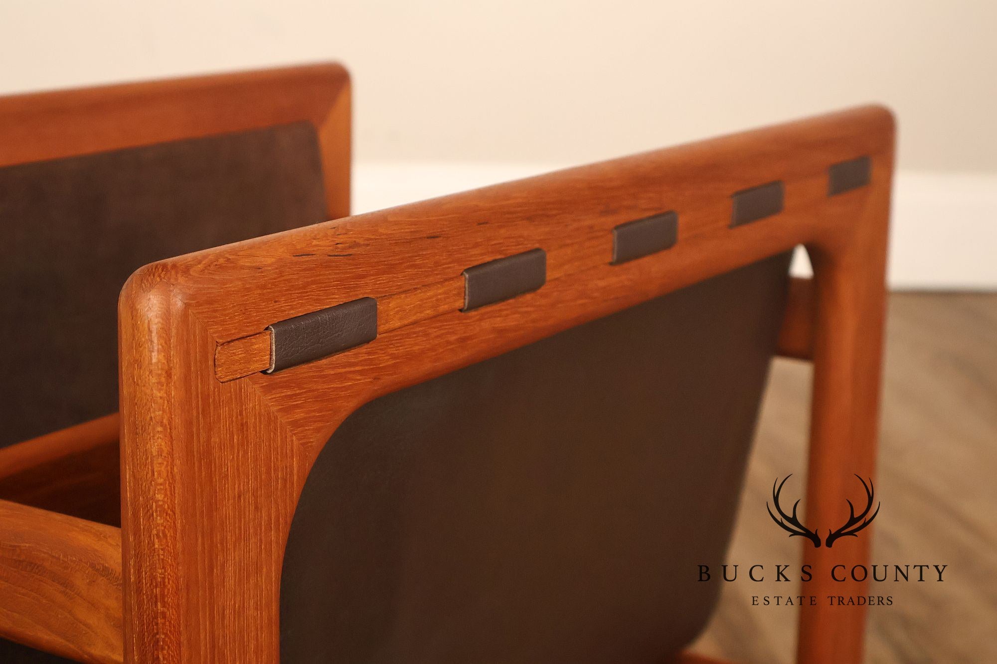 Salin Møbler Danish Modern Teak and Leather Magazine Rack