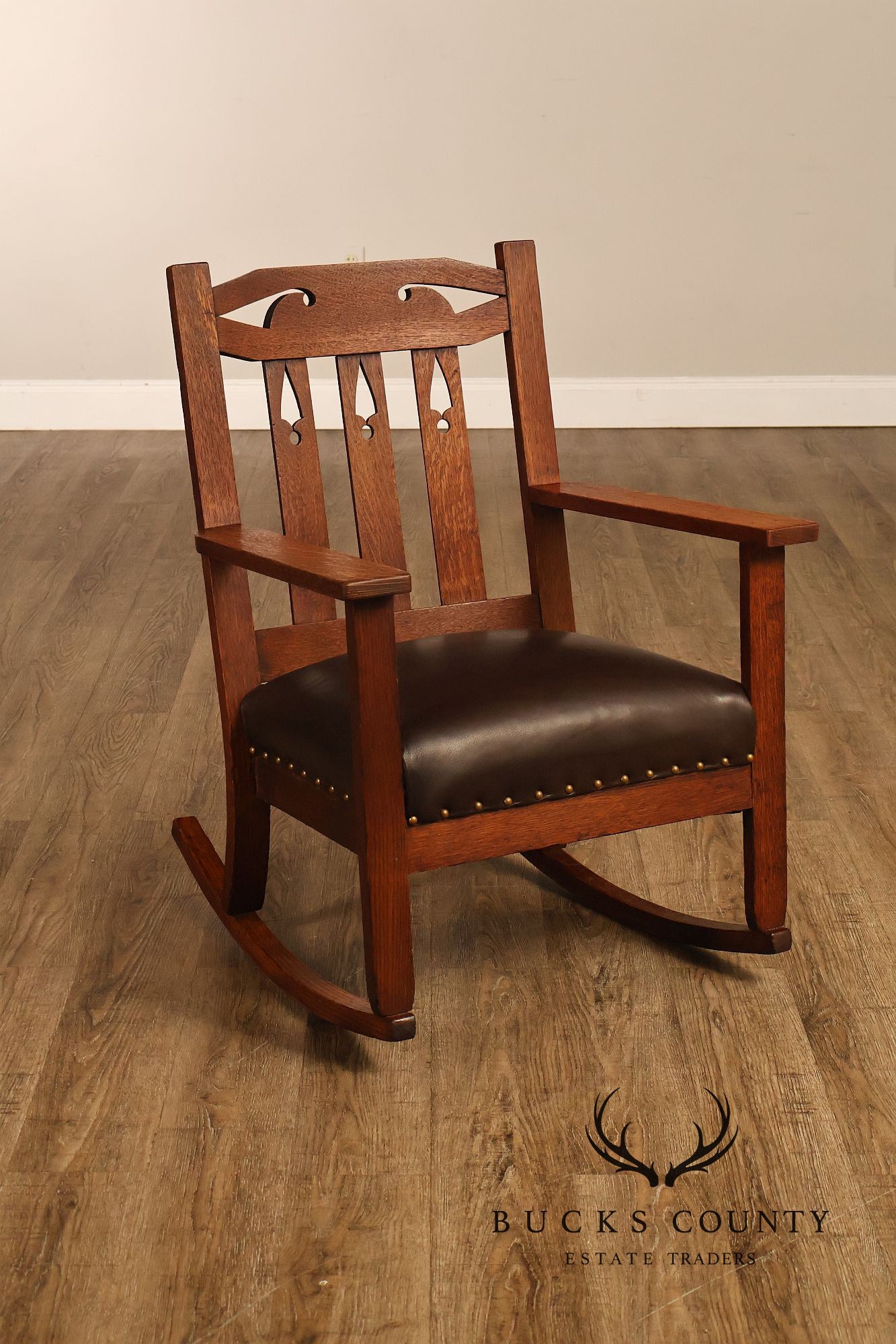 Antique Arts And Crafts Mission Oak Rocking Chair