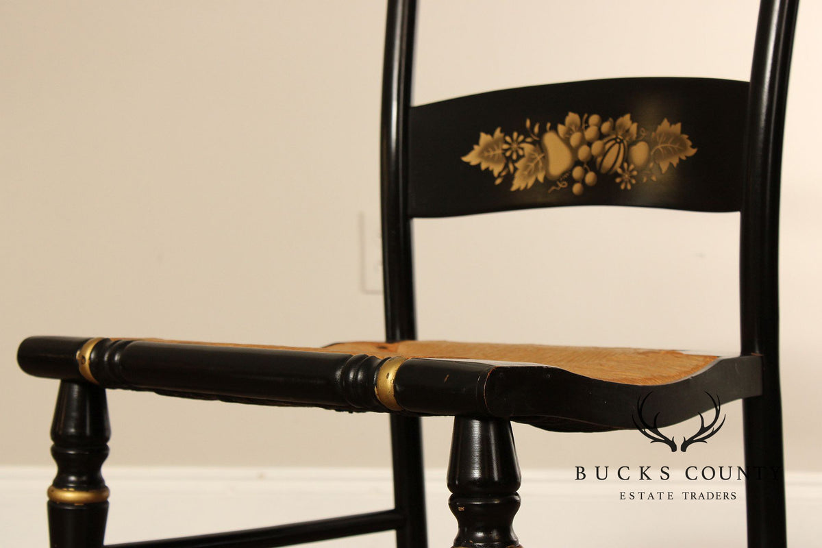 Early American Style Ebonized Rush Seat Side Chair
