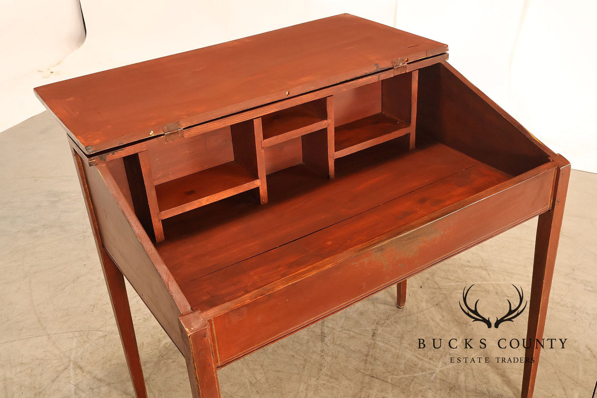 Antique Rustic Schoolmaster’s Flip Front Distressed Painted Desk