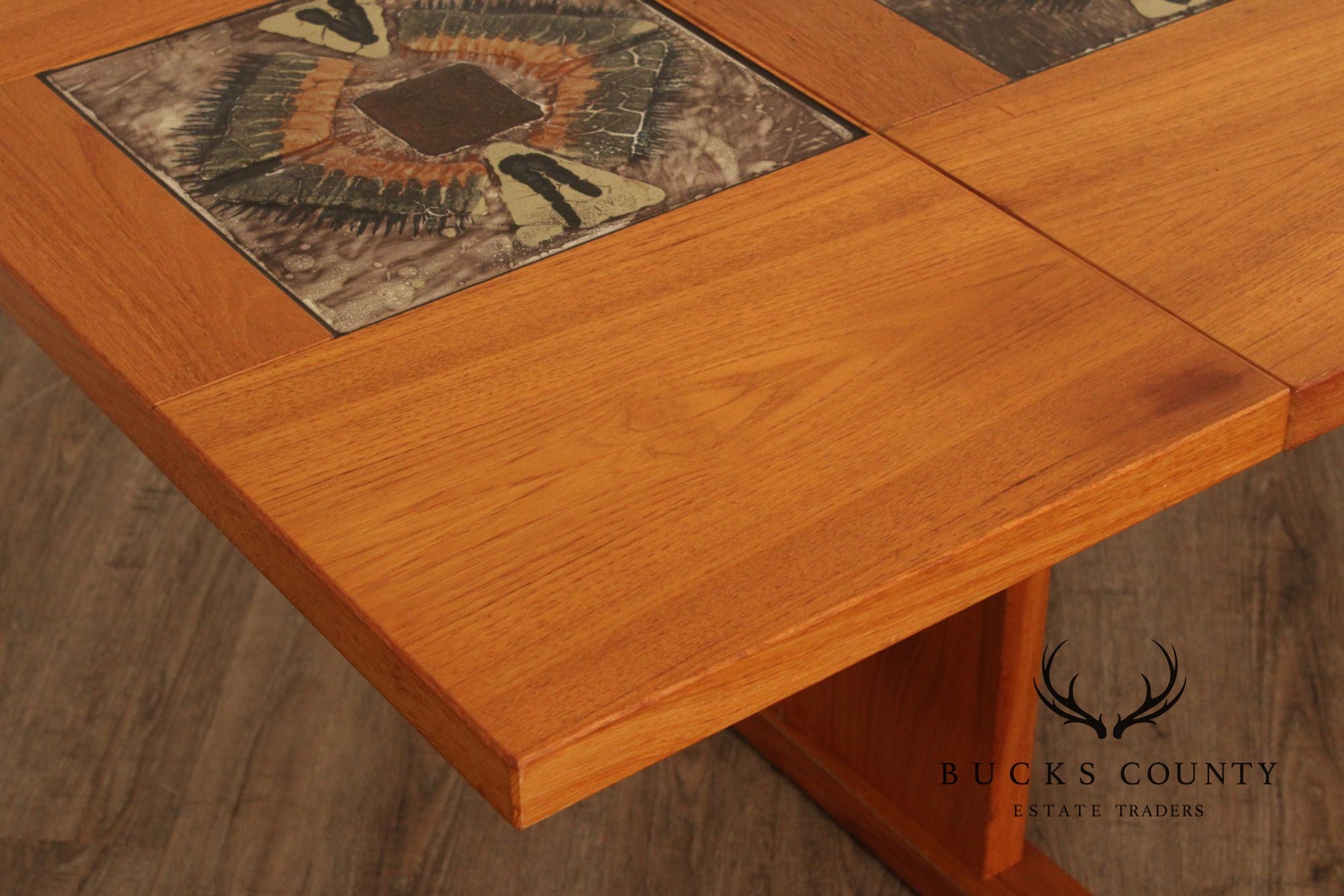 Gangsø Mobler Danish Modern Tile Inset Teak Drop Leaf Dining Table