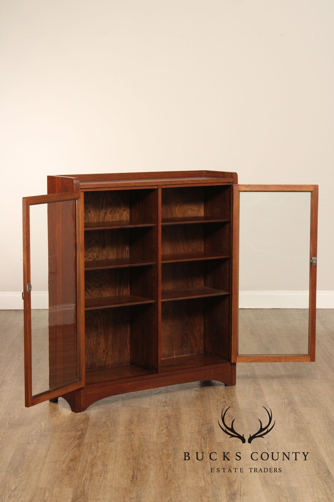 Antique Mission Oak Two-Door Bookcase