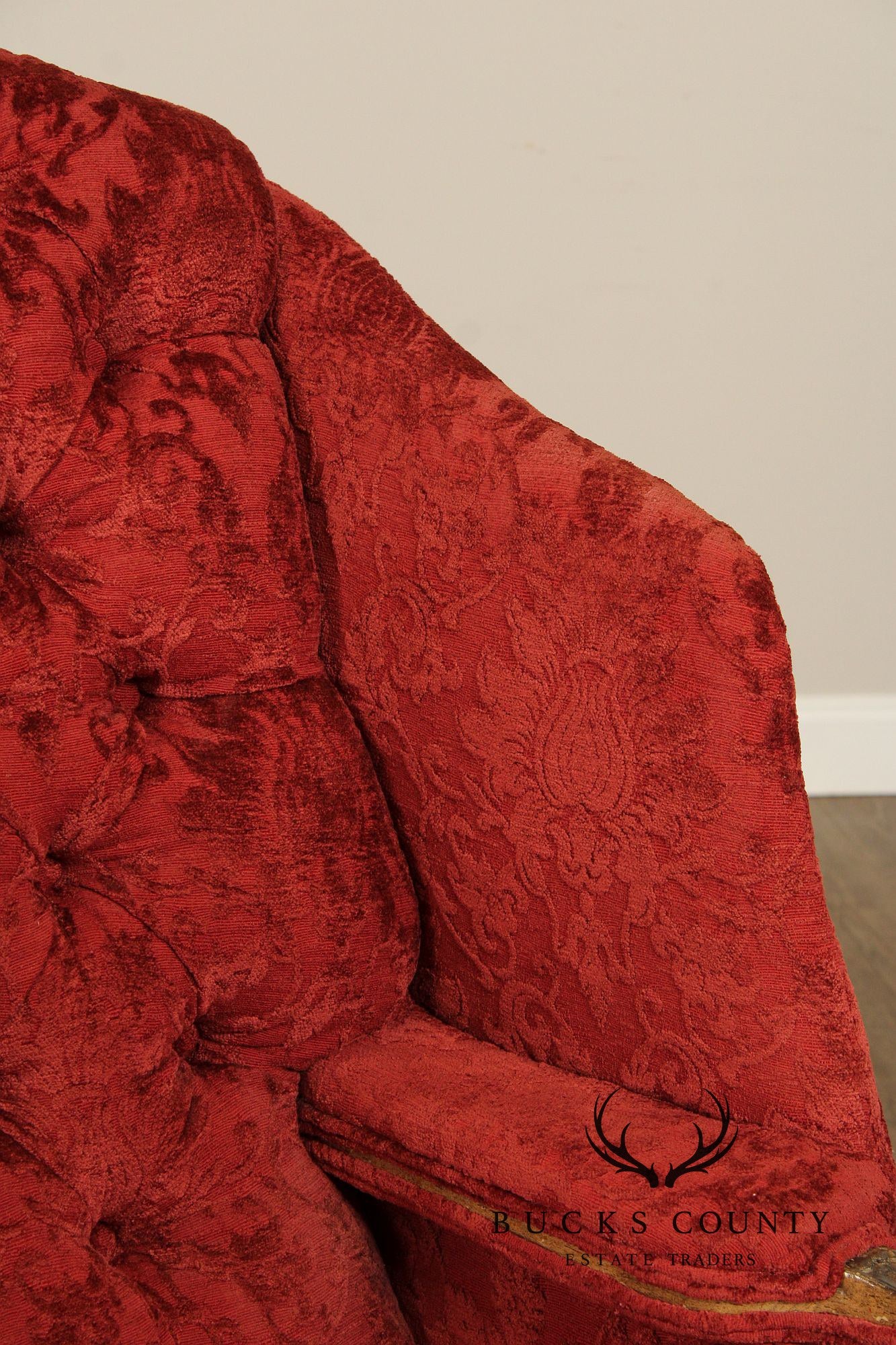 Georgian Style Pair of Wingback Armchairs and Ottoman