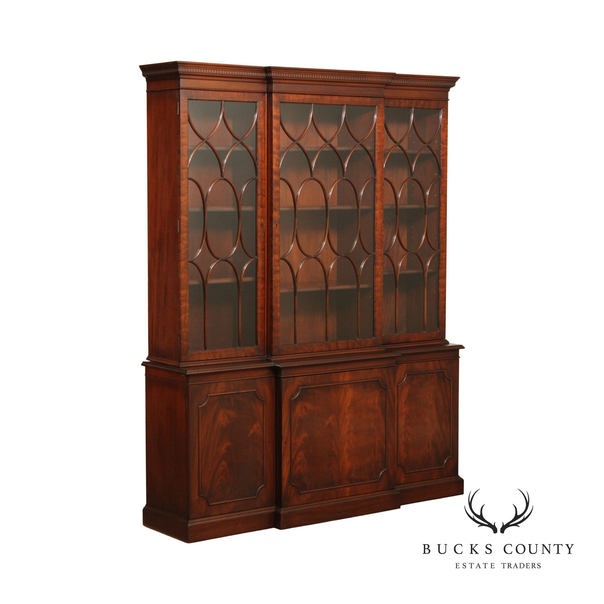 Charak Georgian Style Mahogany Hand Crafted Breakfront