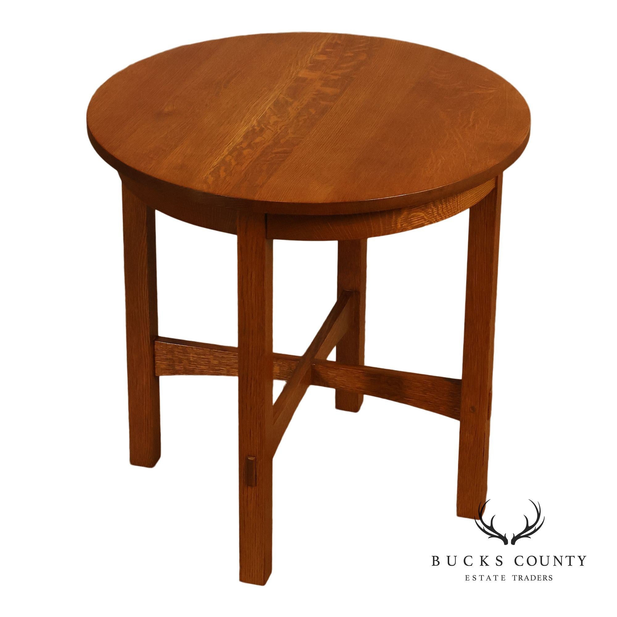 Stickley Mission Collection Oak Round Lamp Table