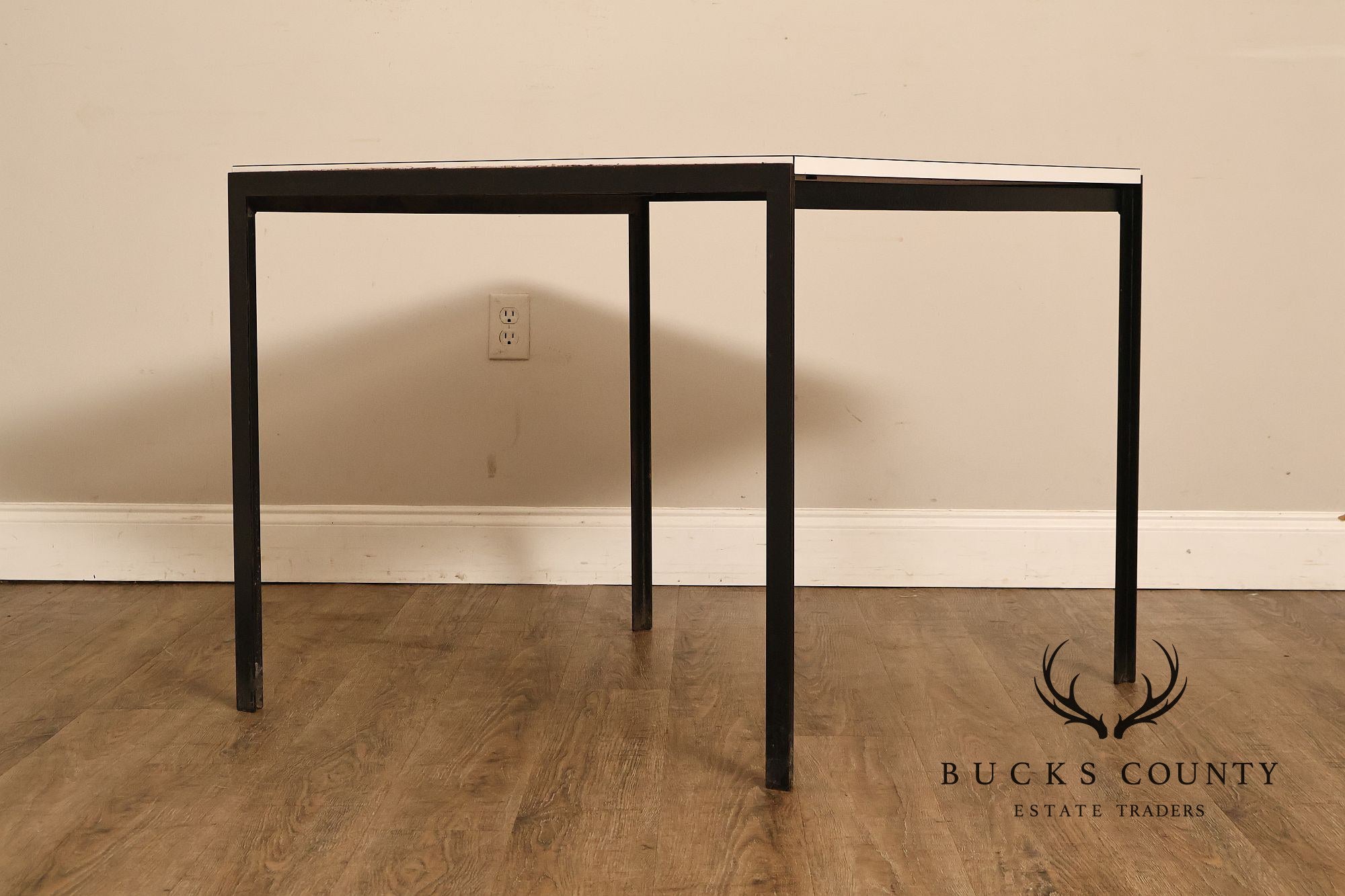 Vintage Knoll Associates Mid Century Modern White Laminate And Black Metal Dining Table
