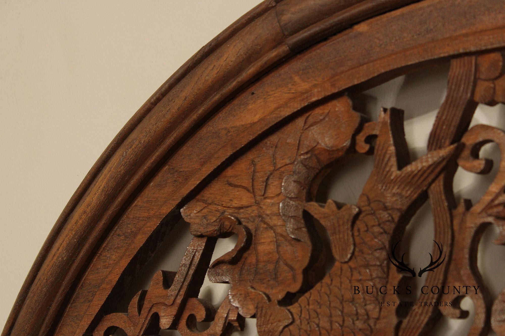 Asian Carved Wood Koi Fish Wall Decor