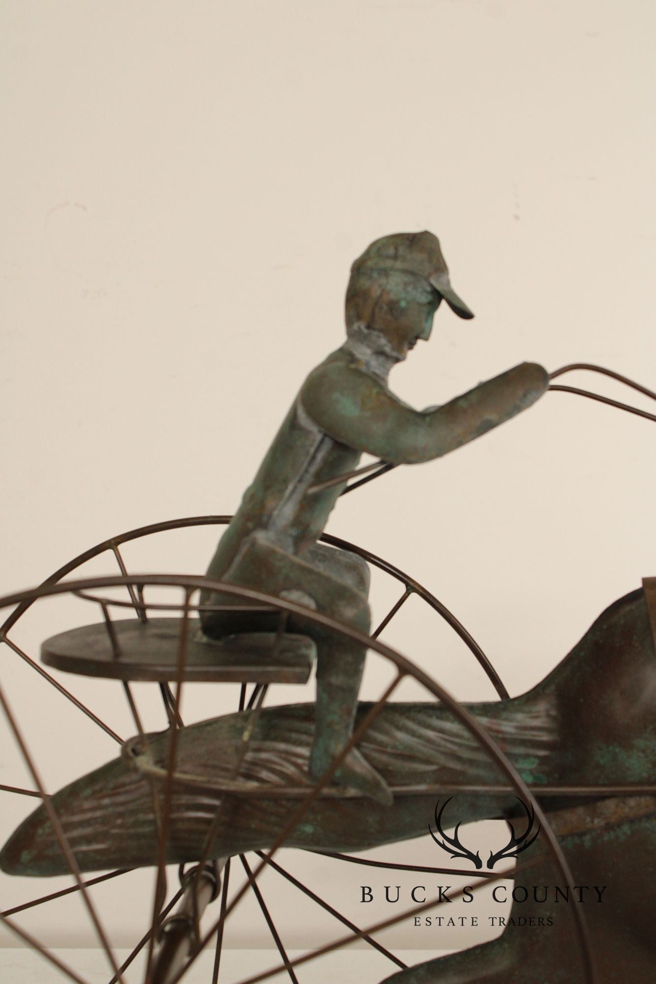 Vintage Jockey and Horse Copper Weathervane