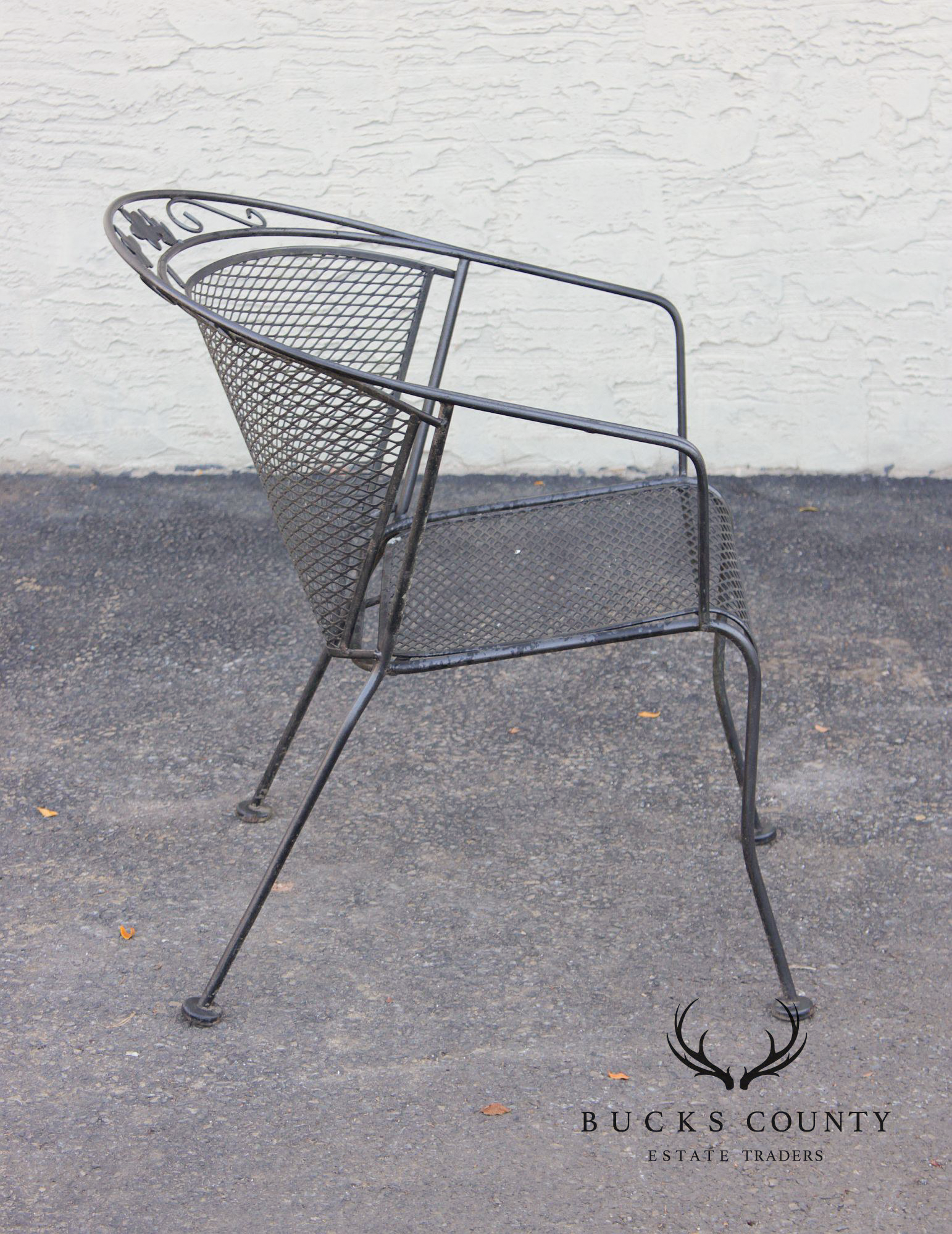 Vintage Wrought Iron Pair Of Patio Armchairs Chairs