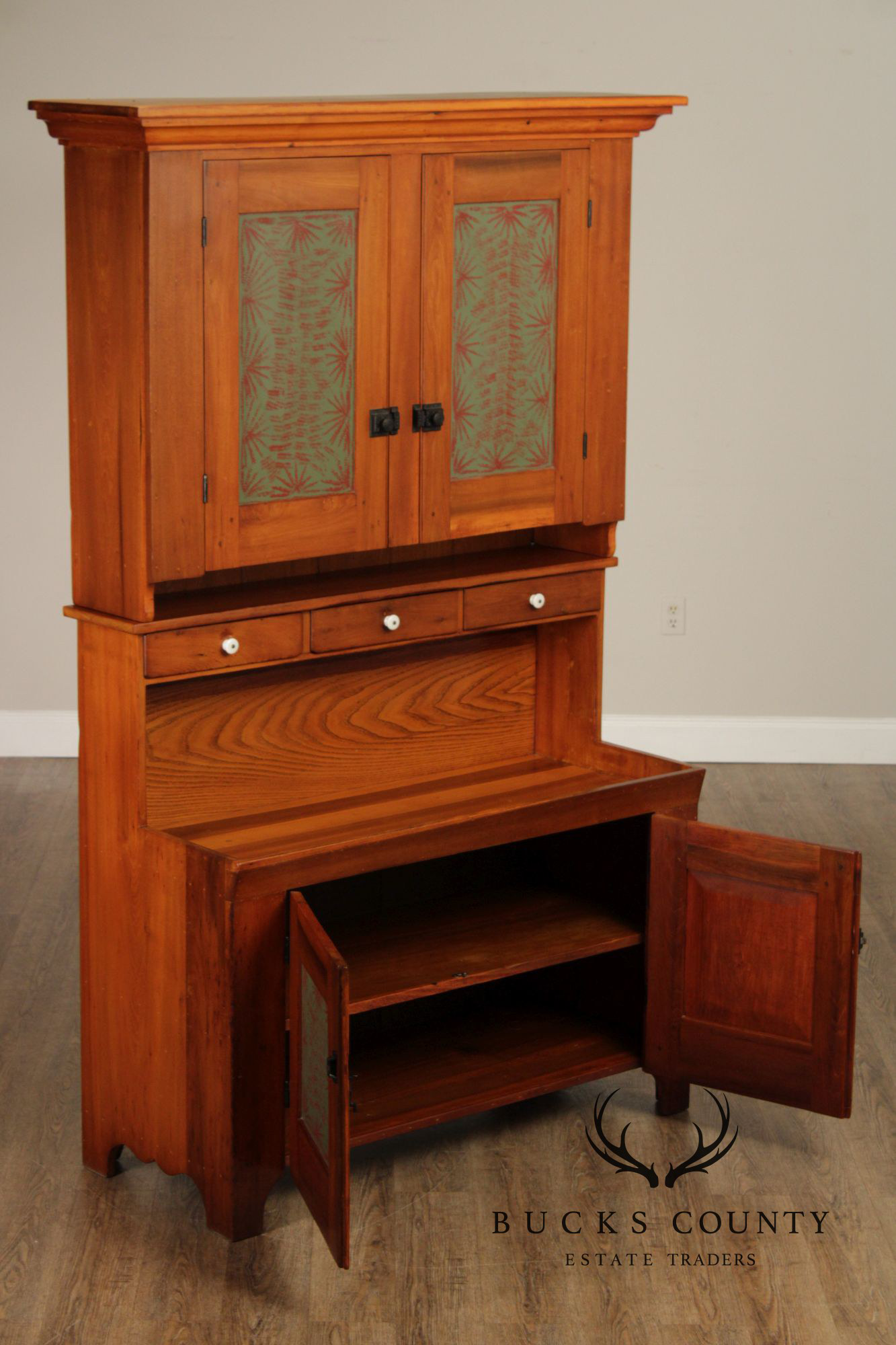 Custom Amish Crafted Primitive Farmhouse Hutch Cabinet
