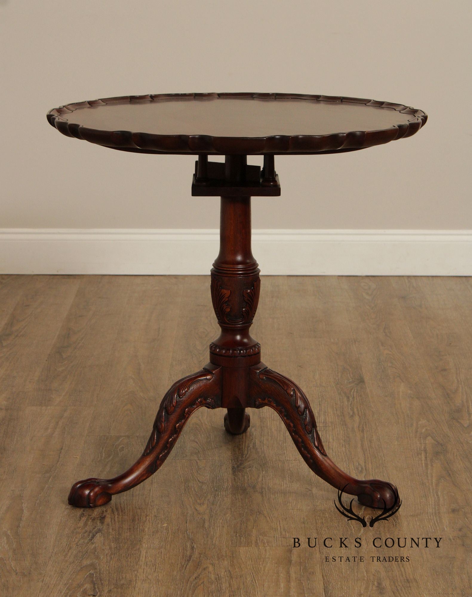 Henkel Harris Carved Mahogany Tilt Top Tea Table