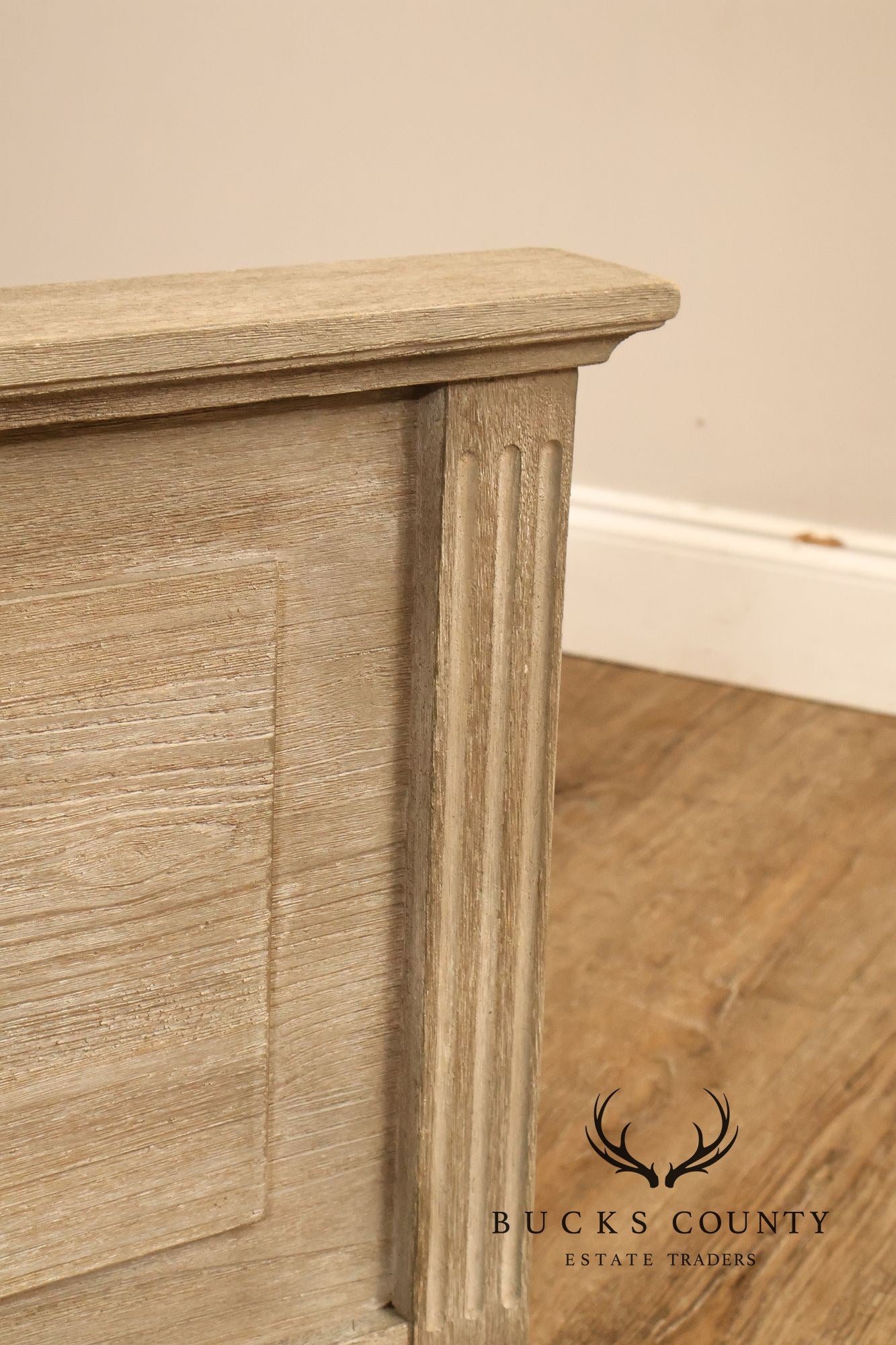 Natural Rustic Gray Finished King Size Country Style Panel Bed Frame