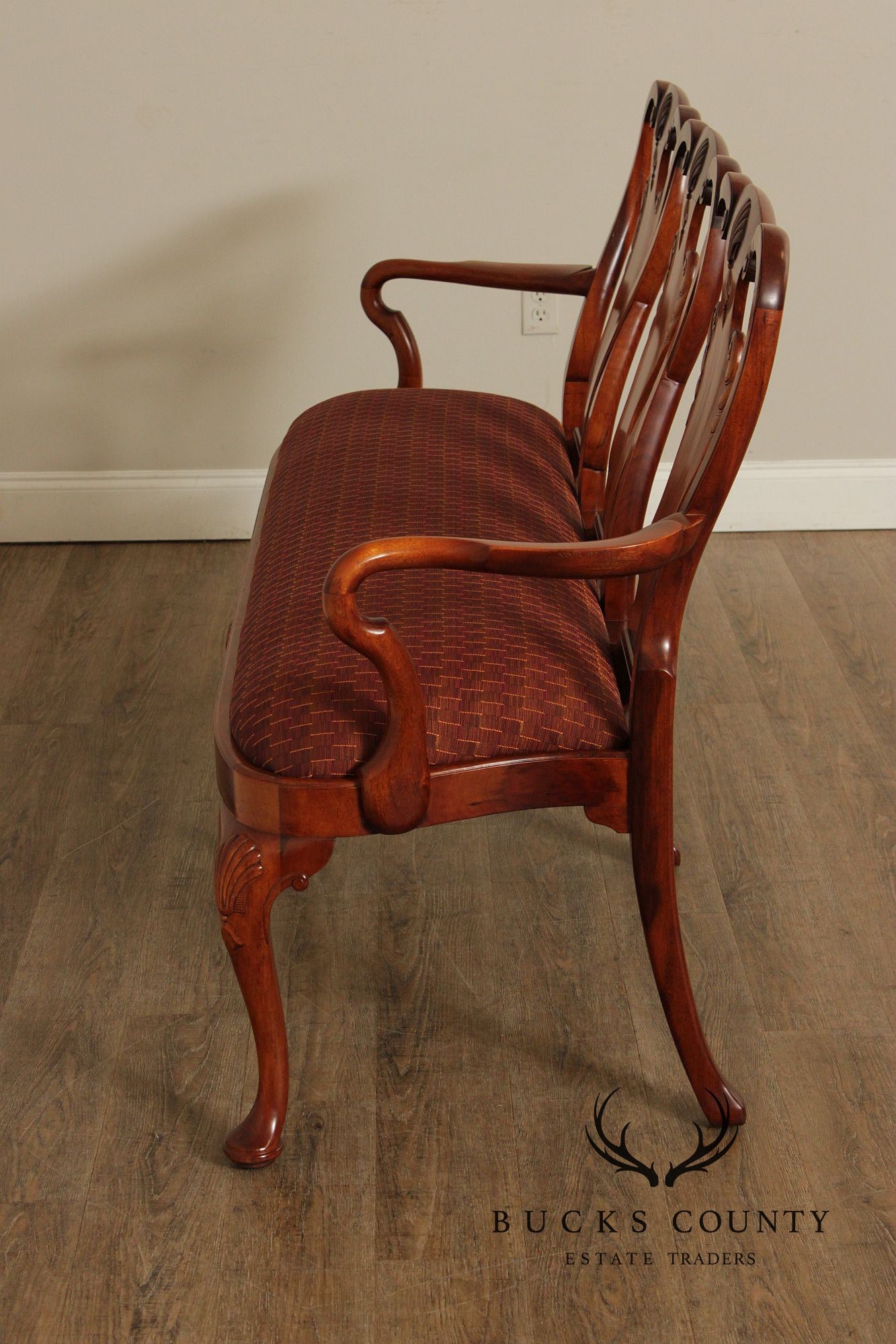 Georgian Furnishing Co. Queen Anne Style Mahogany Triple Back Settee