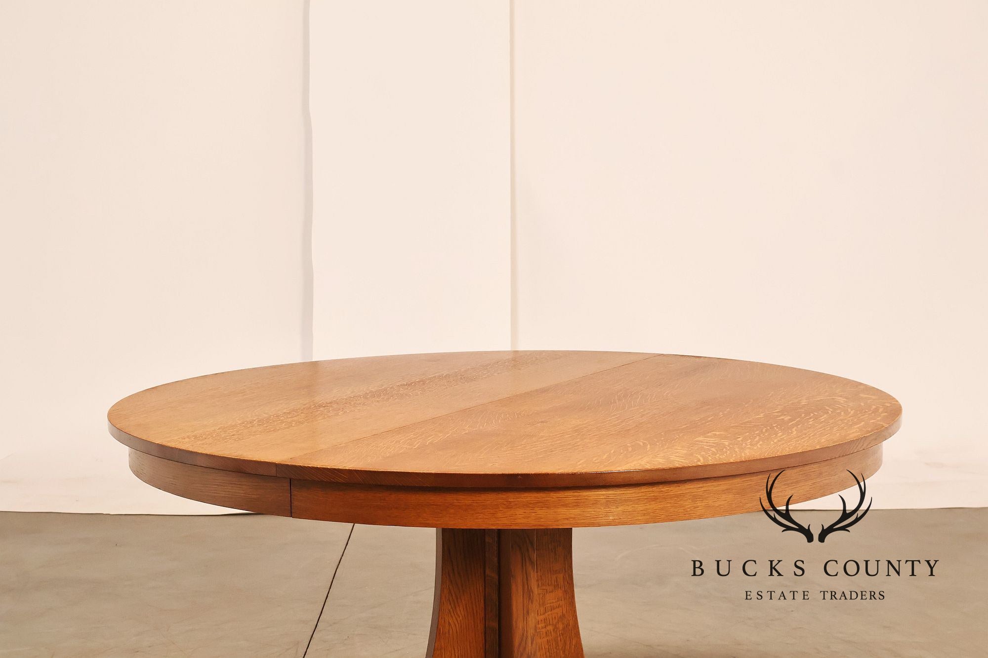 Stickley Mission Collection Round Oak Extension Dining Table With 3 Leaves In 35 Fayetteville Finish