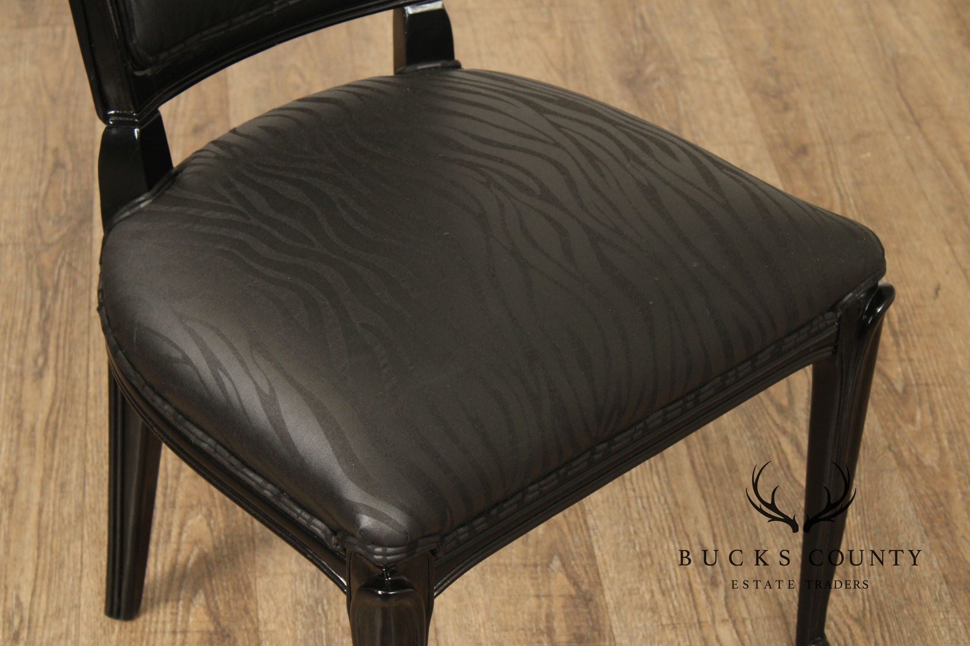 Italian Art Deco Style Set of Eight Ebonized Dining Chairs