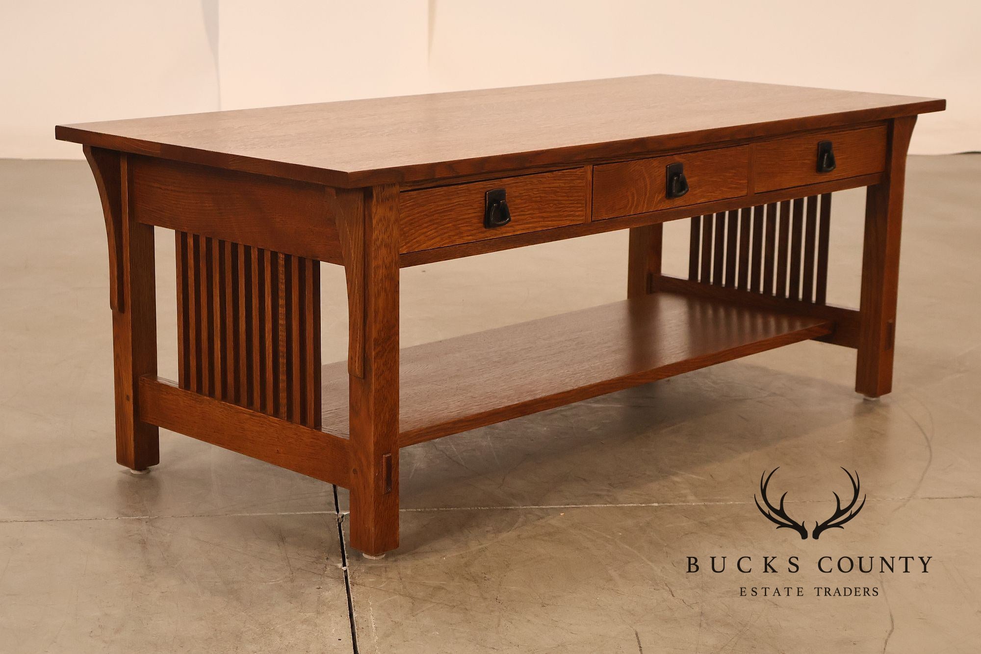 Stickley Mission Collection Oak Coffee Table With Drawers