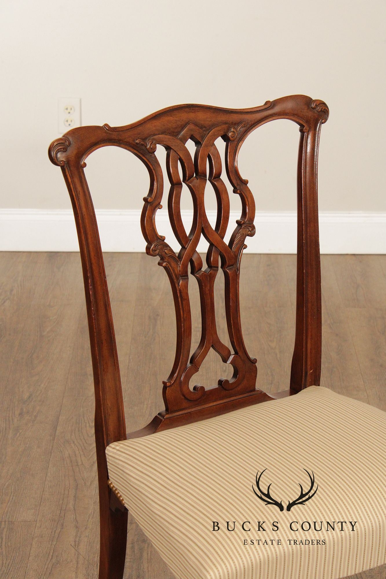 Baker Chippendale Style Set of Six Mahogany Dining Chairs