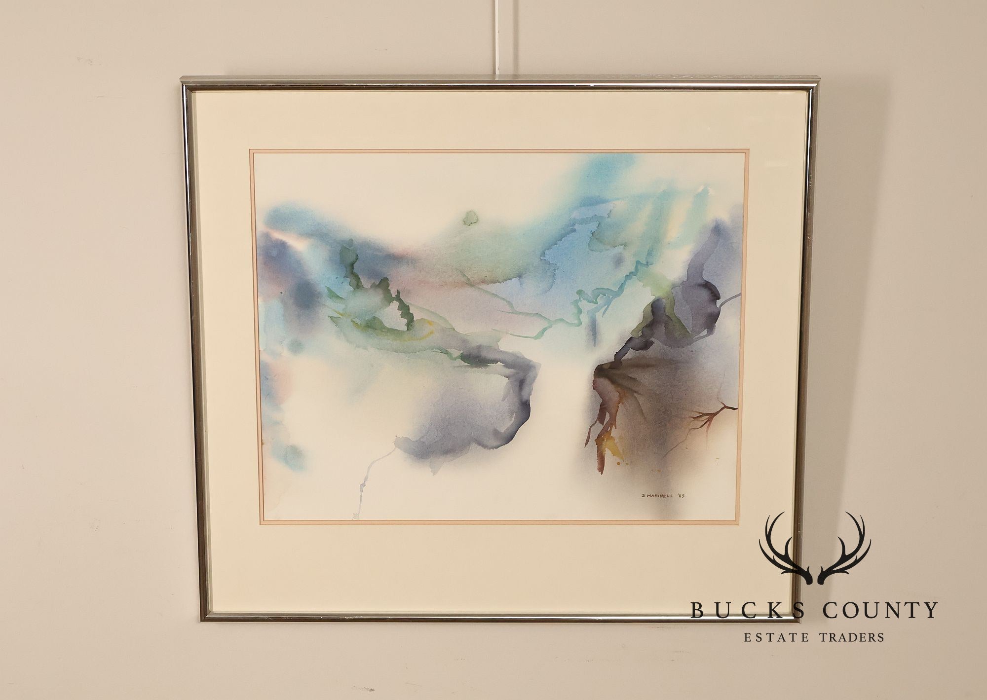 Suzanne S. Marinell Watercolor Painting, Waterfall