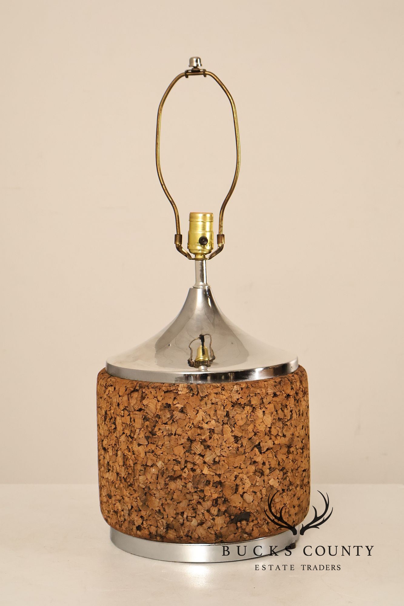 Leviton Mid Century Modern Pair of Cork Table Lamps