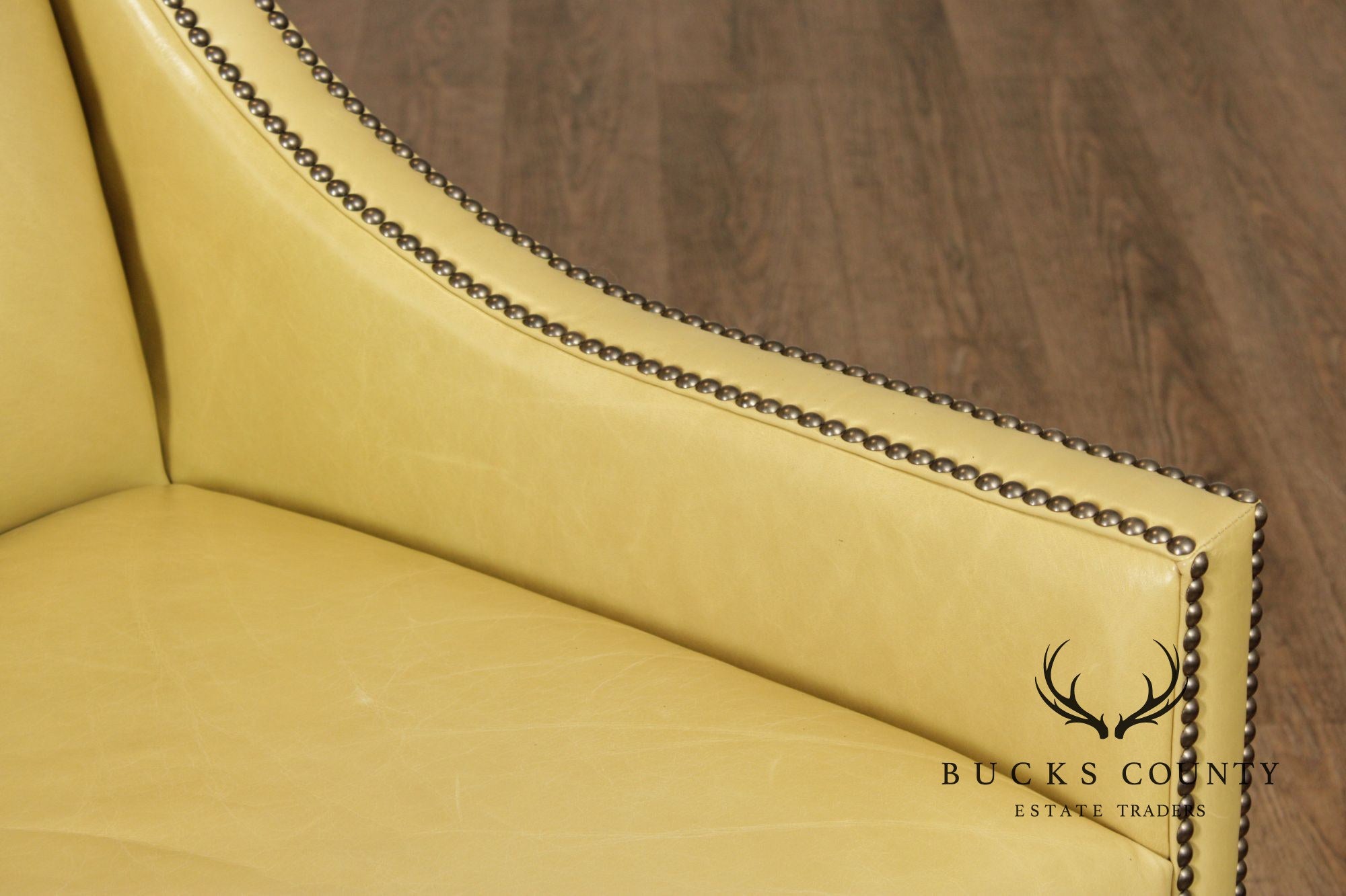 Pair Of Contemporary Style Yellow Leather Lounge Chairs