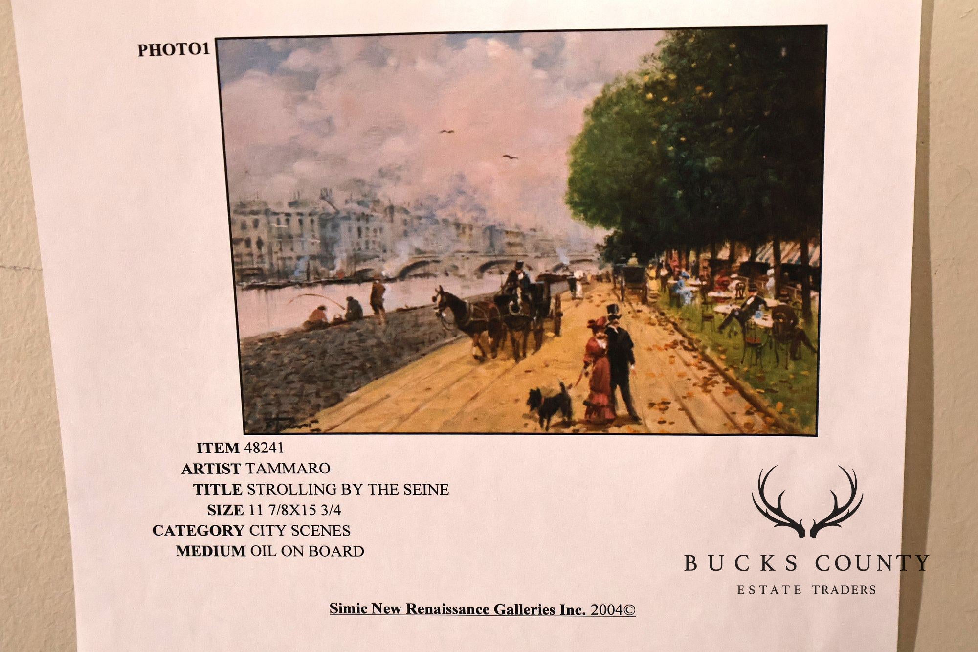 Francesco Tammaro Framed Painting, 'Strolling by the Seine'