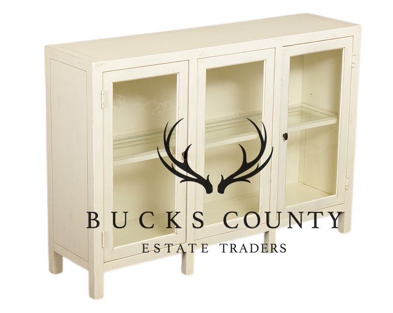 Drexel Heritage Painted Glass Door Display Bookcase Credenza