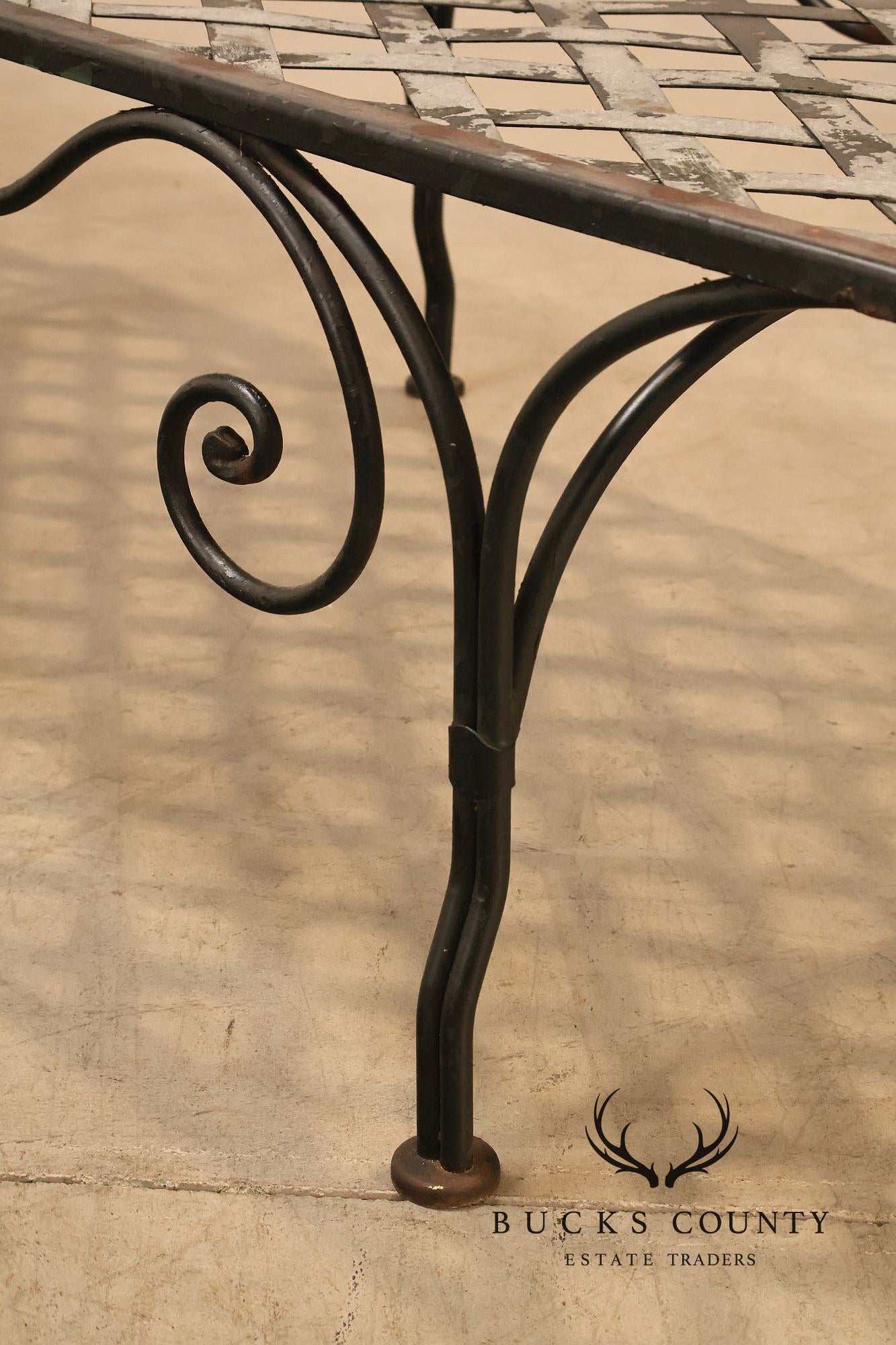 Vintage Wrought Iron Outdoor Patio Adjustable Chaise Lounge