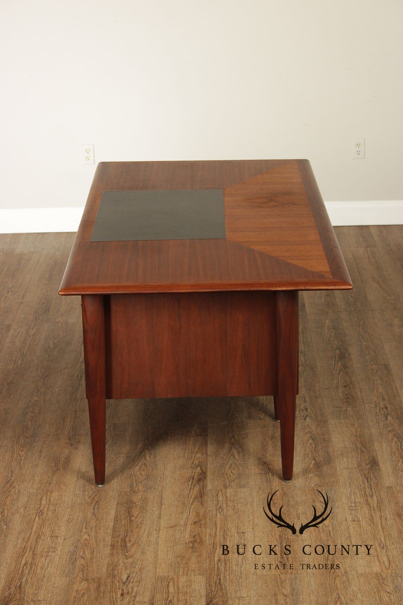 Castilian Mid Century Modern Walnut Executive Writing Desk