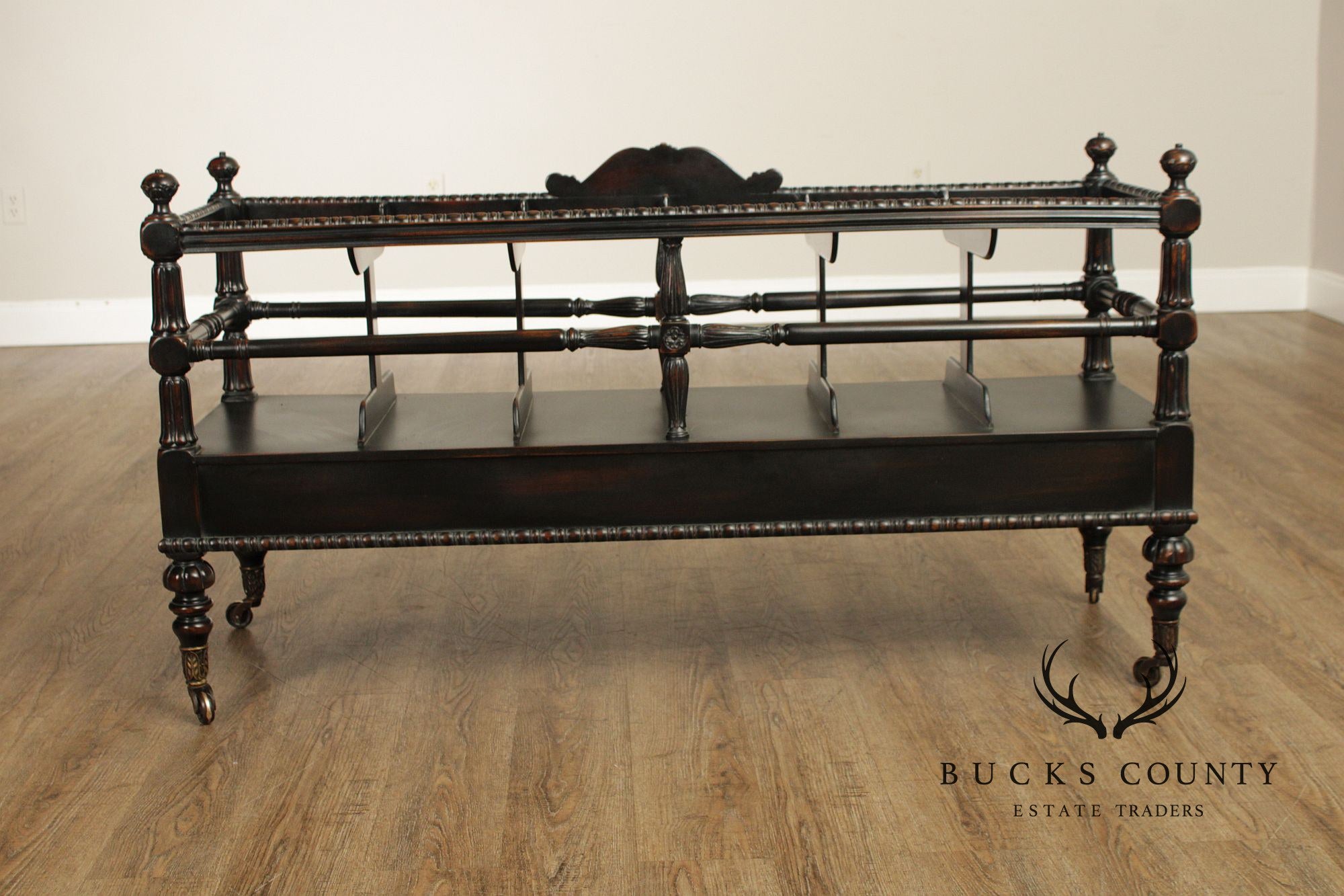 Sarried Tudor Style Ebonized Double Canterbury Magazine Rack