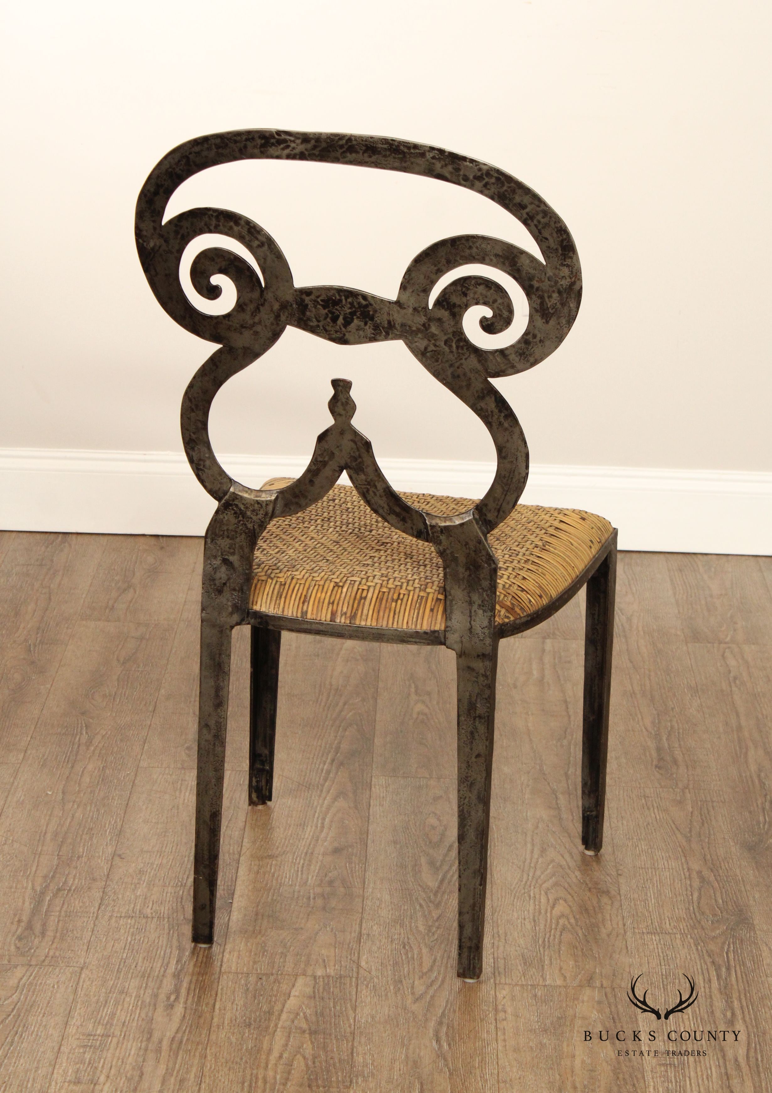 Biedermeir Style Pair Of Forged Iron Frame dining Chairs (originally set of 4)