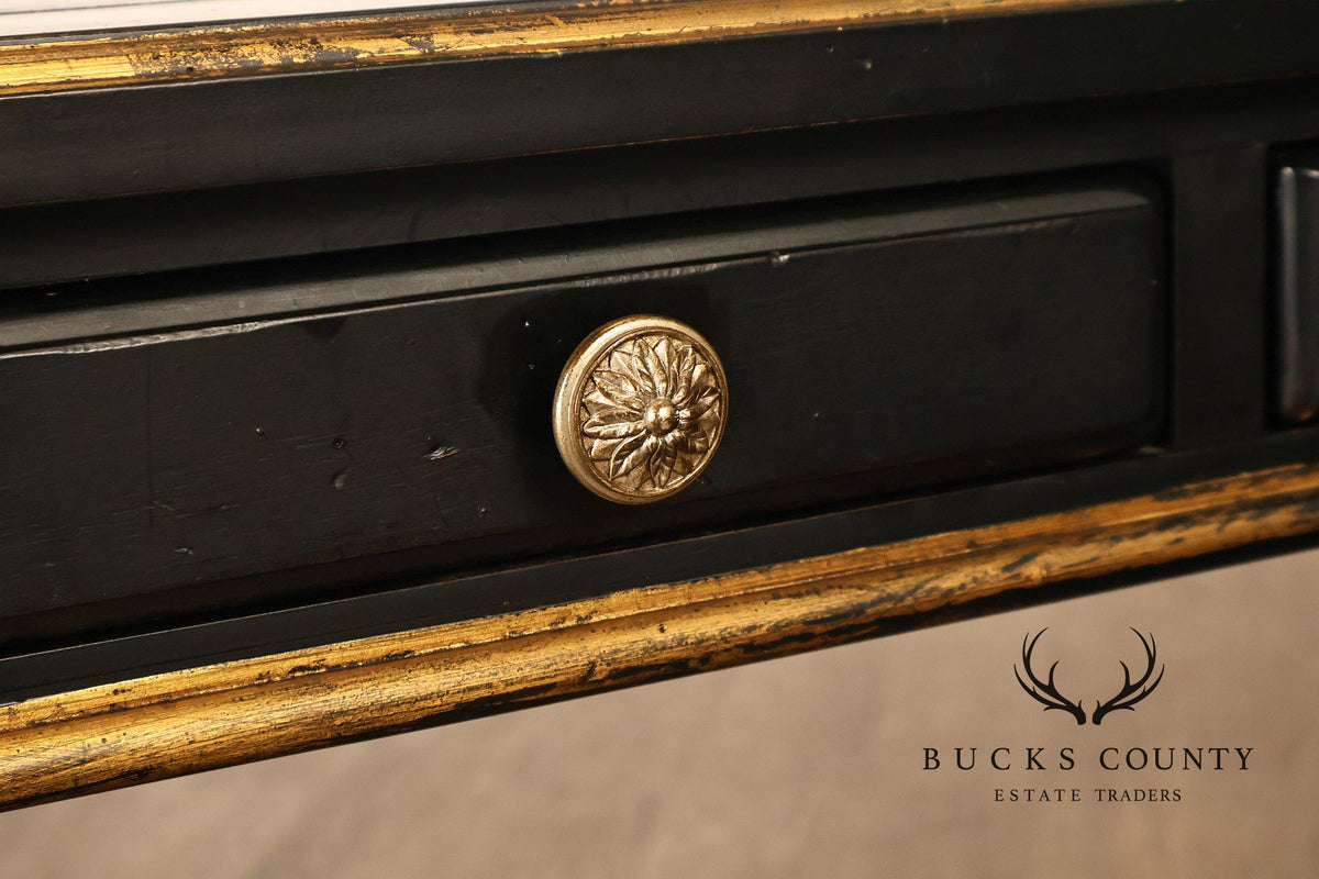 Century Furniture Ebonized And Gilt Executive Writing Desk With Leather Top