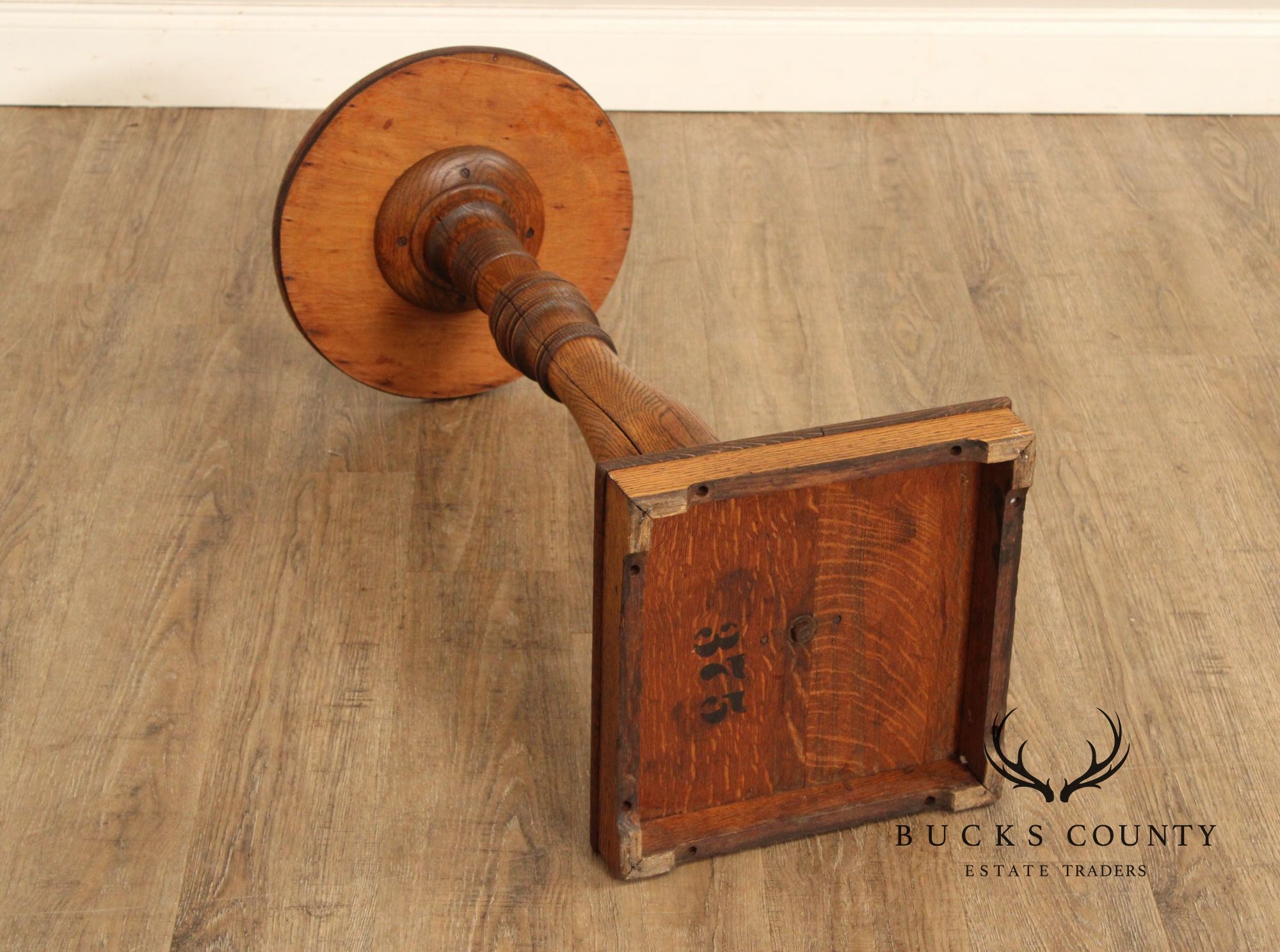 Antique Turned Oak Pedestal Plant Stand