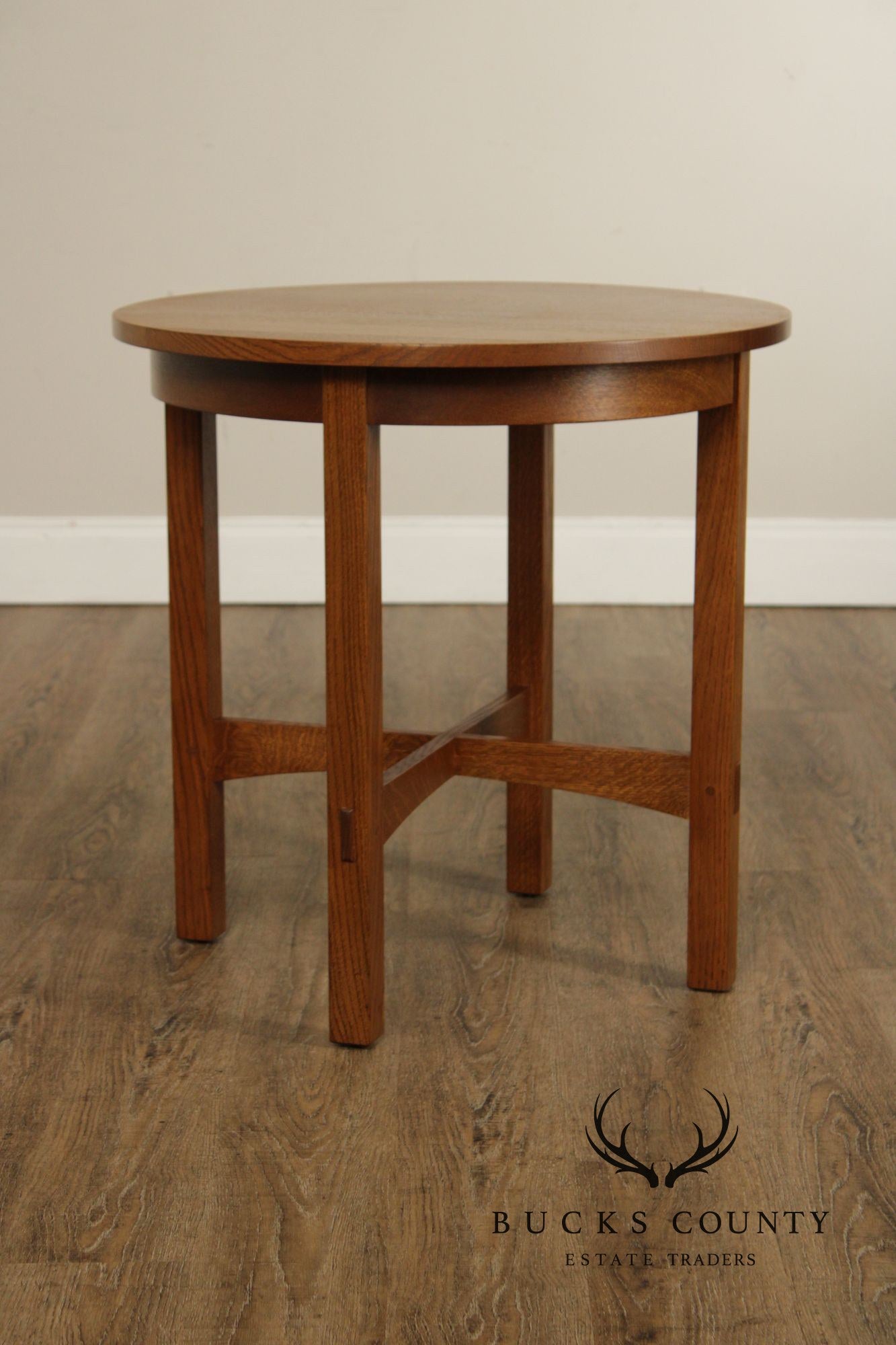 Stickley Mission Collection Oak Round Lamp Table