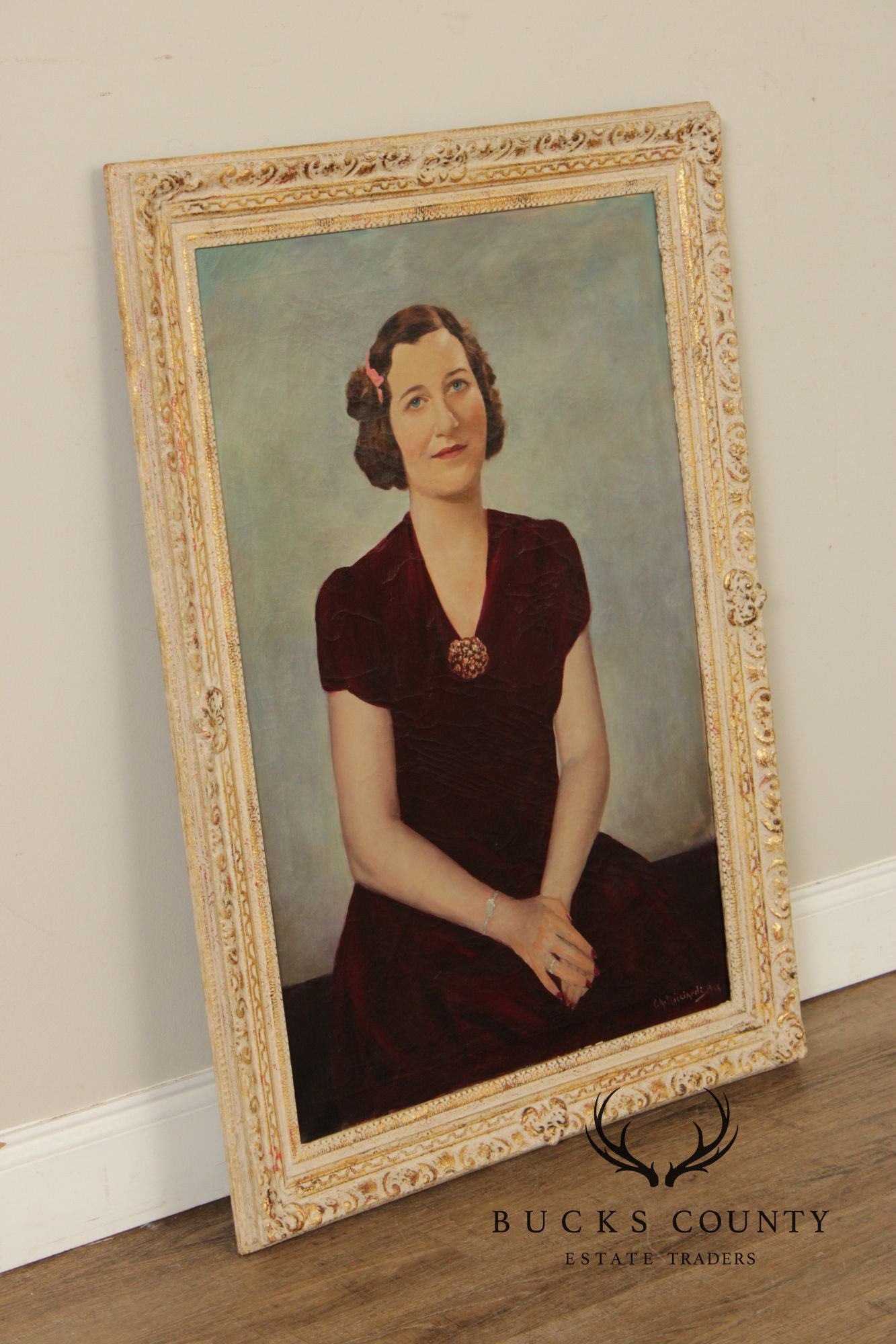 Cesare A. Ricciardi Framed Oil Portrait, Society Woman