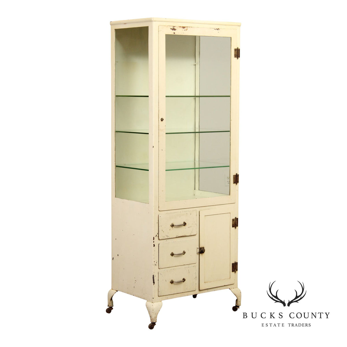Vintage Enameled Steel Medical Cabinet