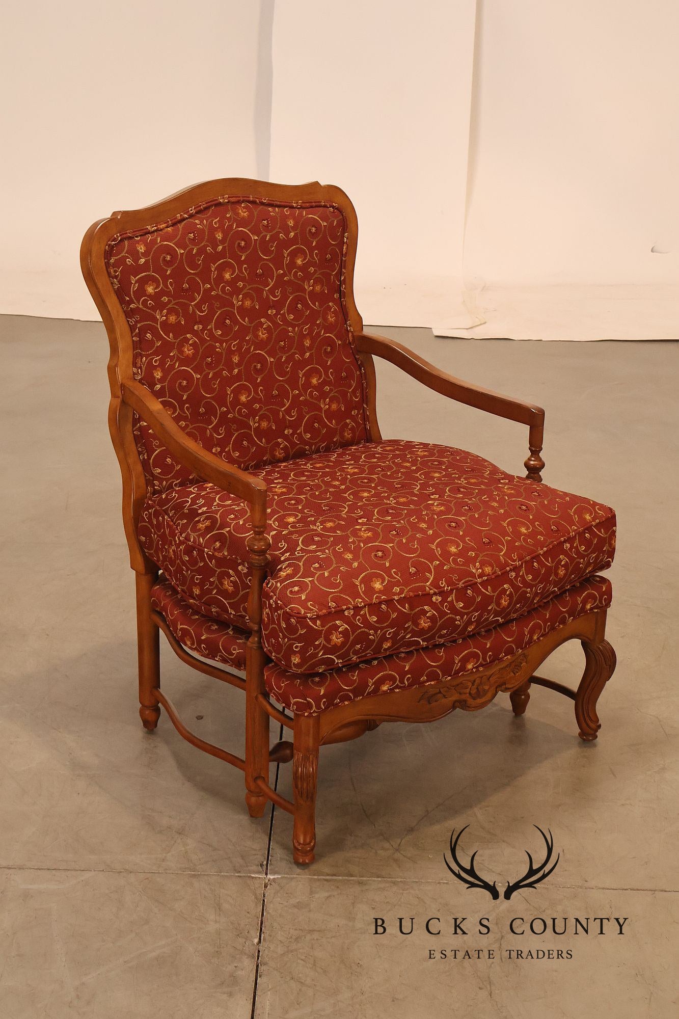 Highland House Pair Of Genevieve French Country Upholstered Lounge Chairs