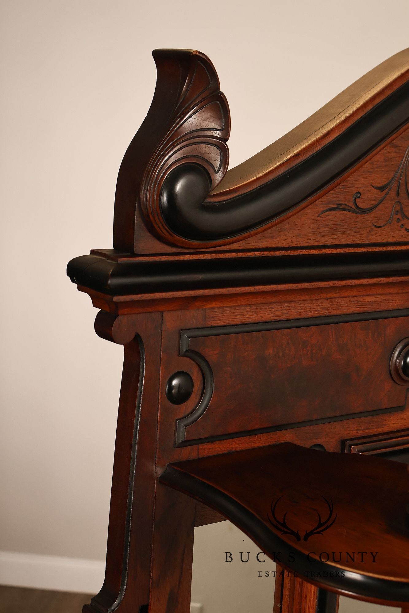 Antique American Renaissance Revival Walnut Mirrored Etagere Hall Tree