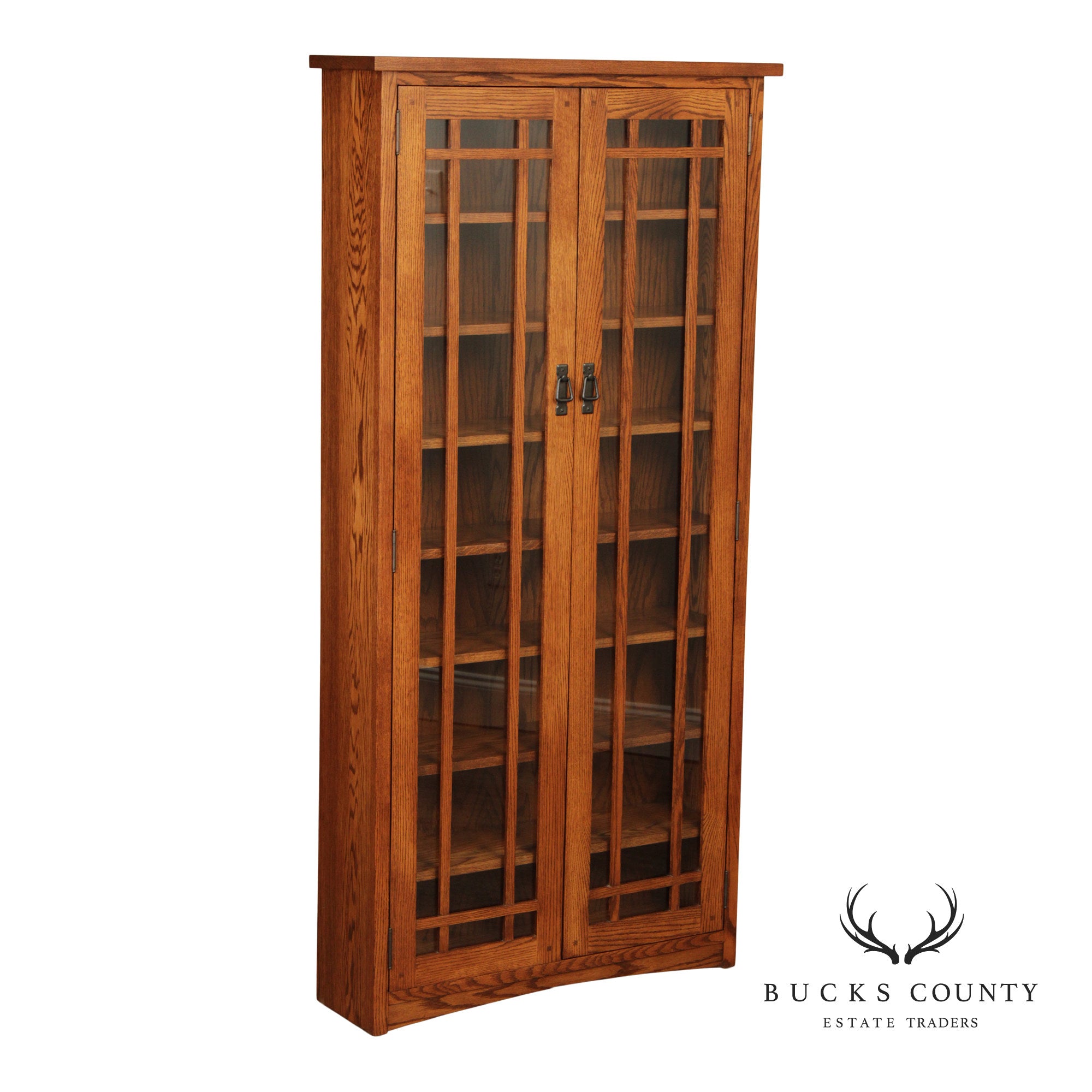 Mission Style Oak Two-Door Bookcase