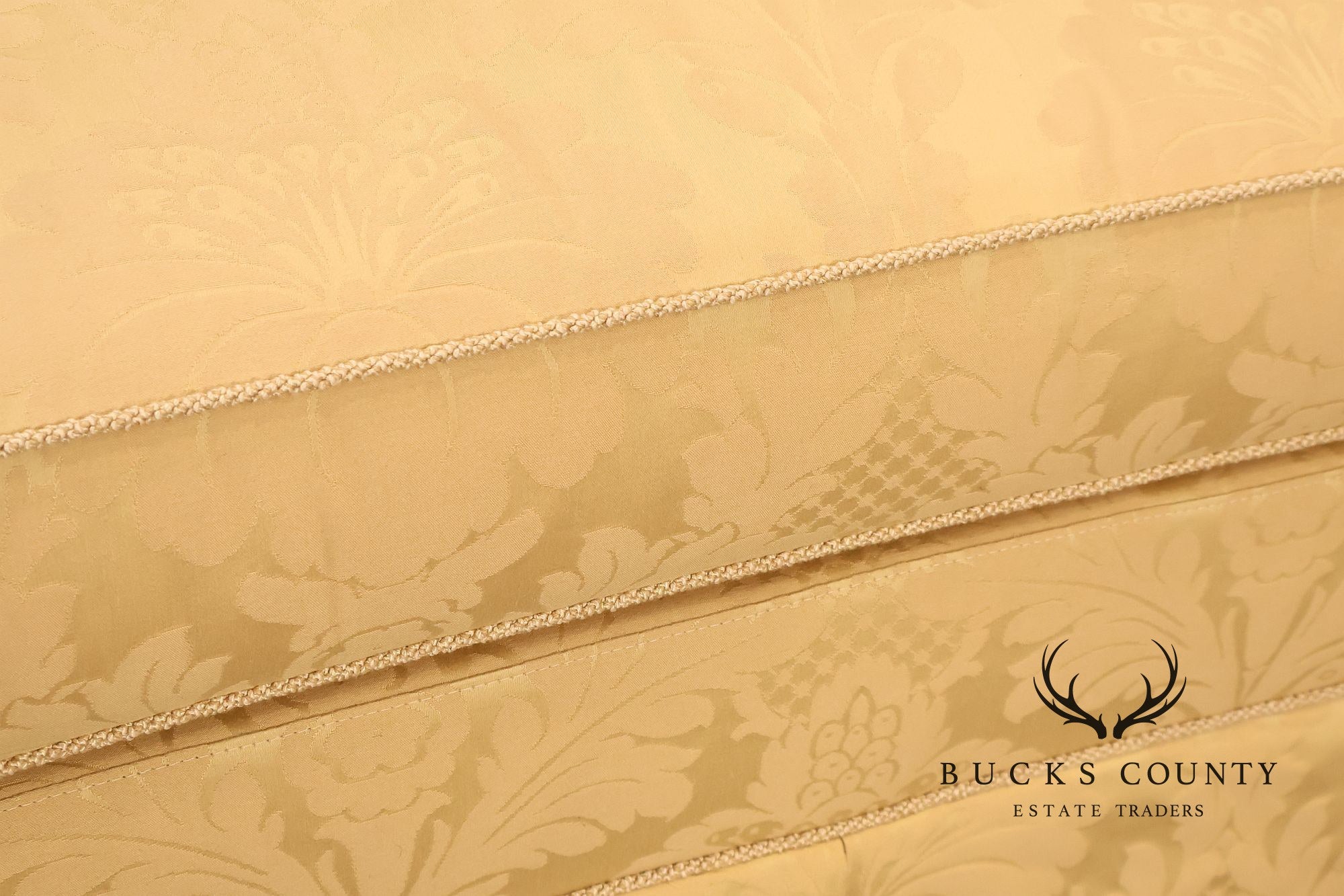 Councill Custom Damask Upholstered Curved Back Sofa