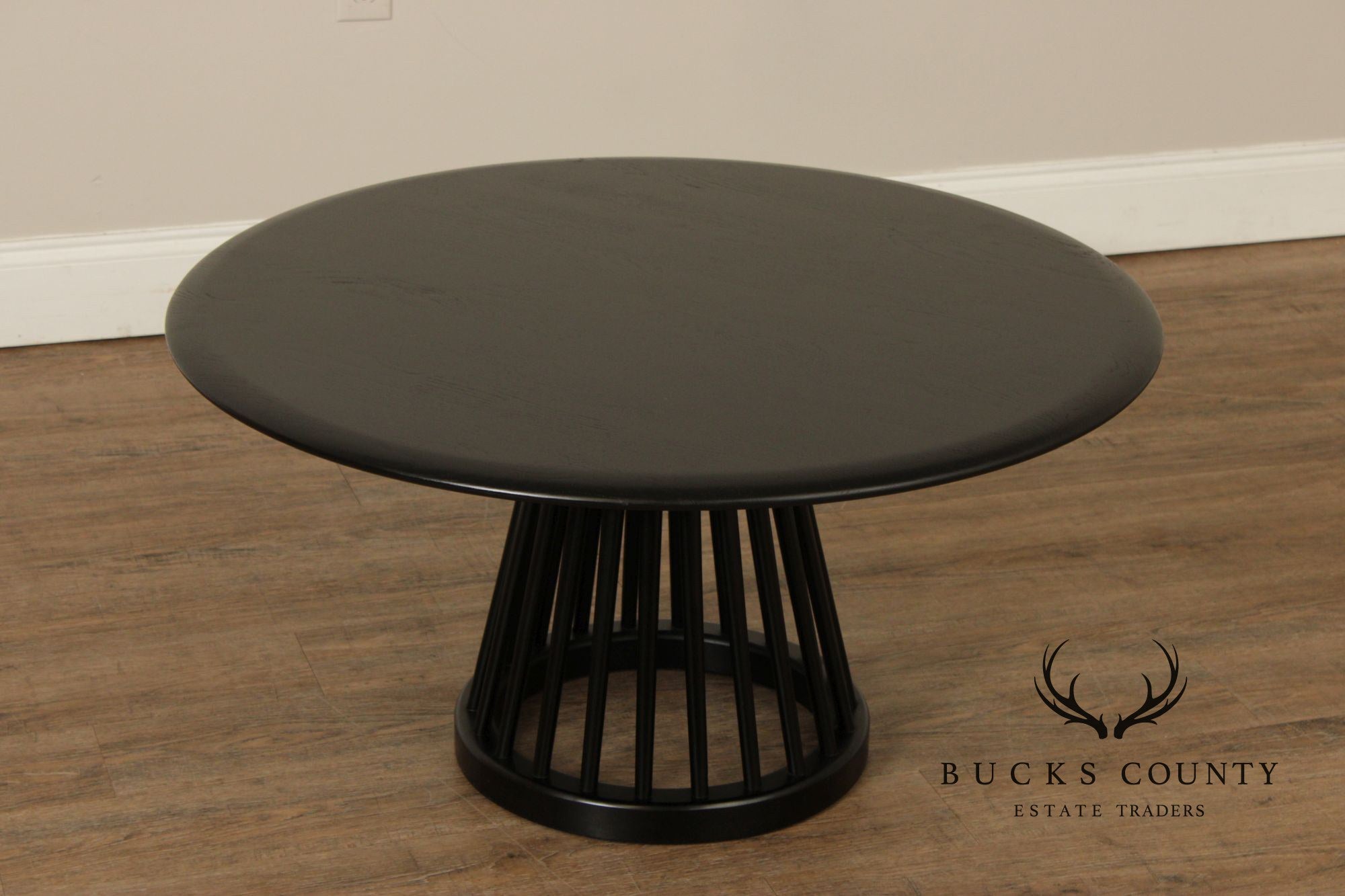 Tom Dixon Modern 'Fan' Oak Round Black Coffee Table