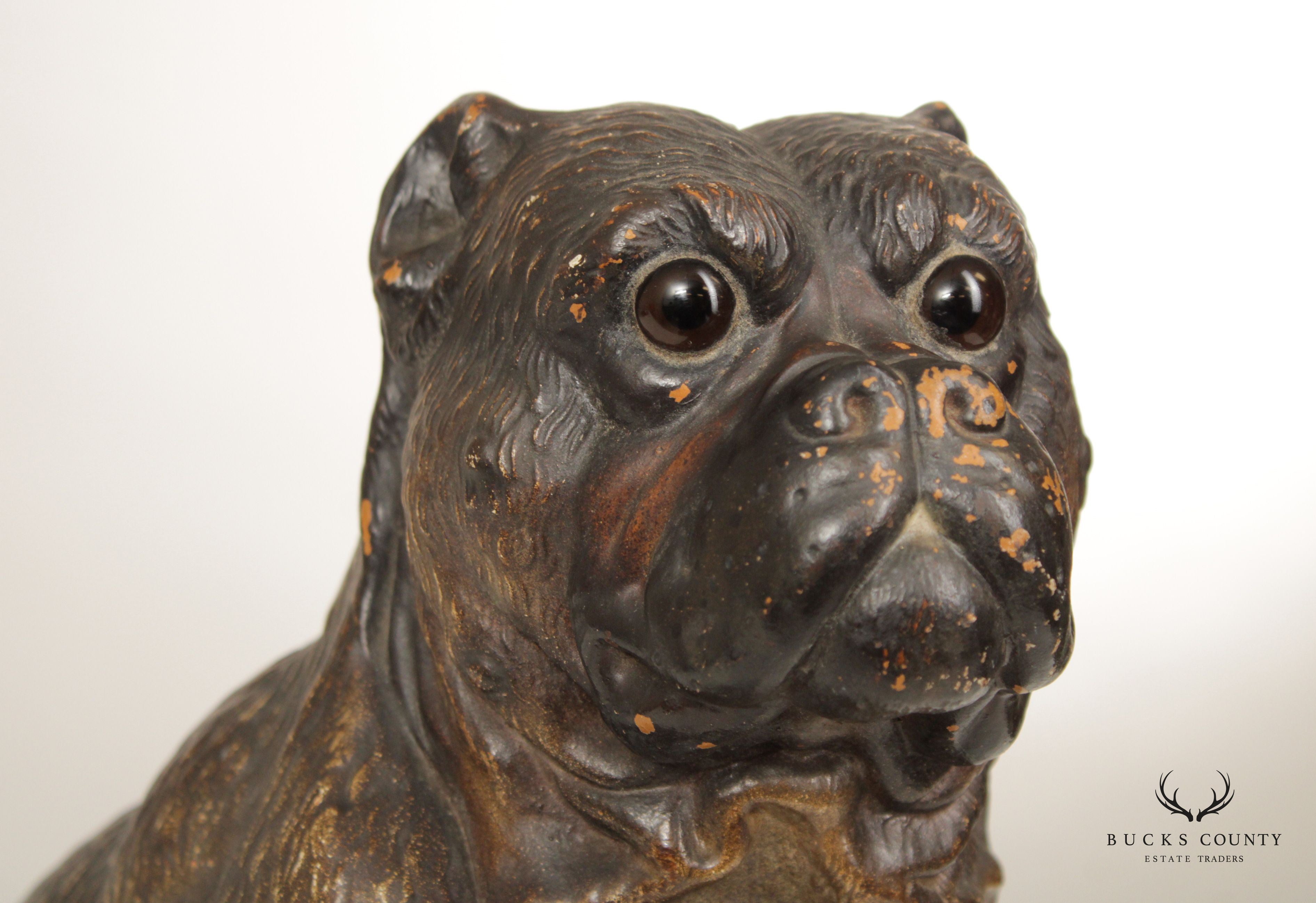 TERRA COTTA SITTING PUG DOG STATUE ATTRIBUTED TO GOLDSCHEIDER