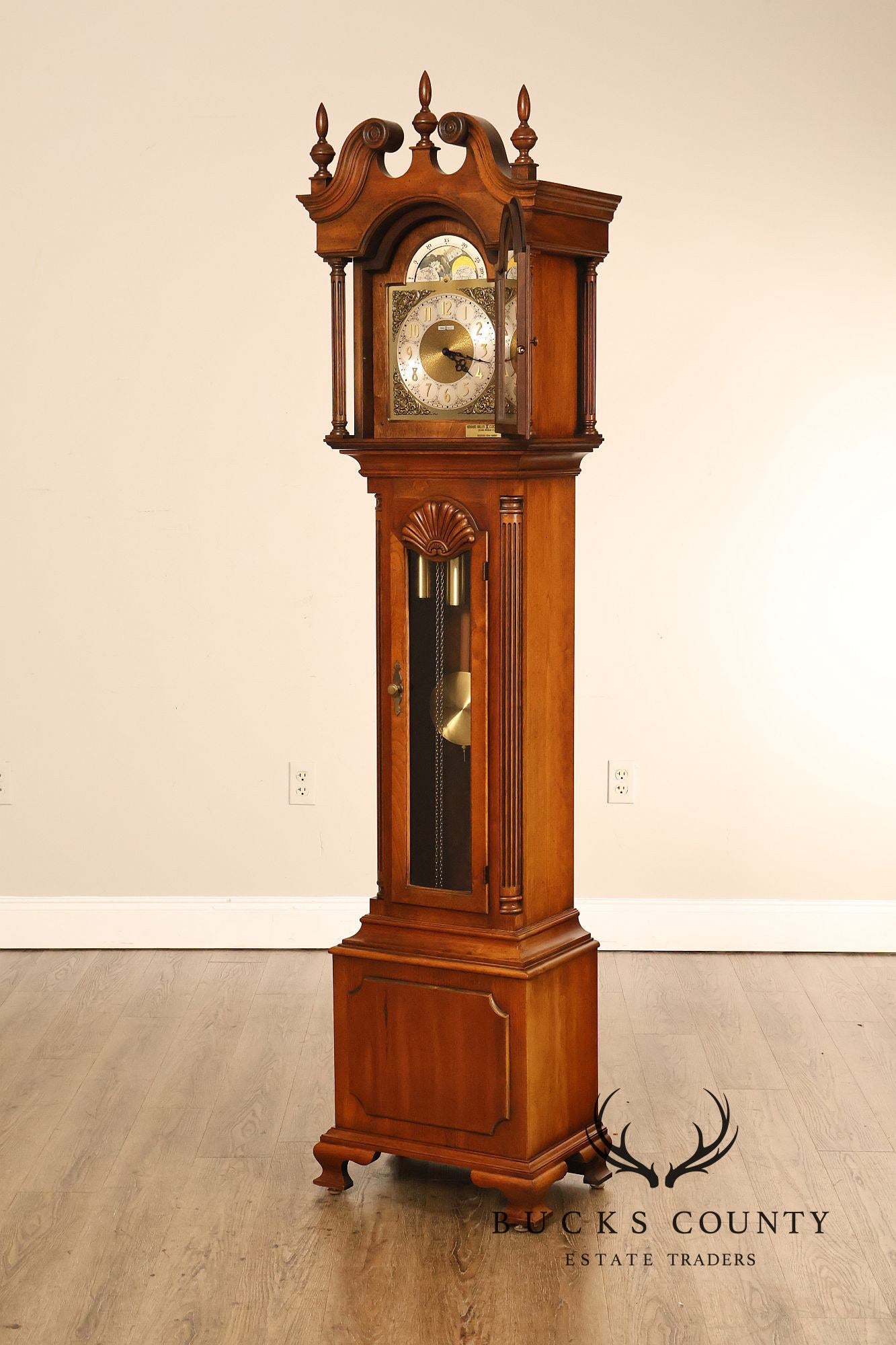 Howard Miller Chippendale Style Cherry Grandfather Grandmother Clock