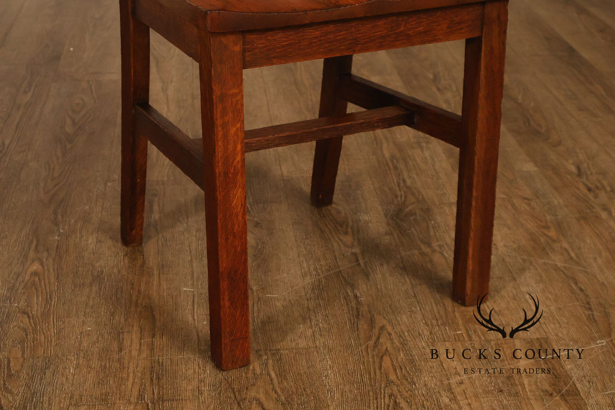 Antique Michigan Chair Company Arts And Crafts Oak Set Of Four Dining Chairs